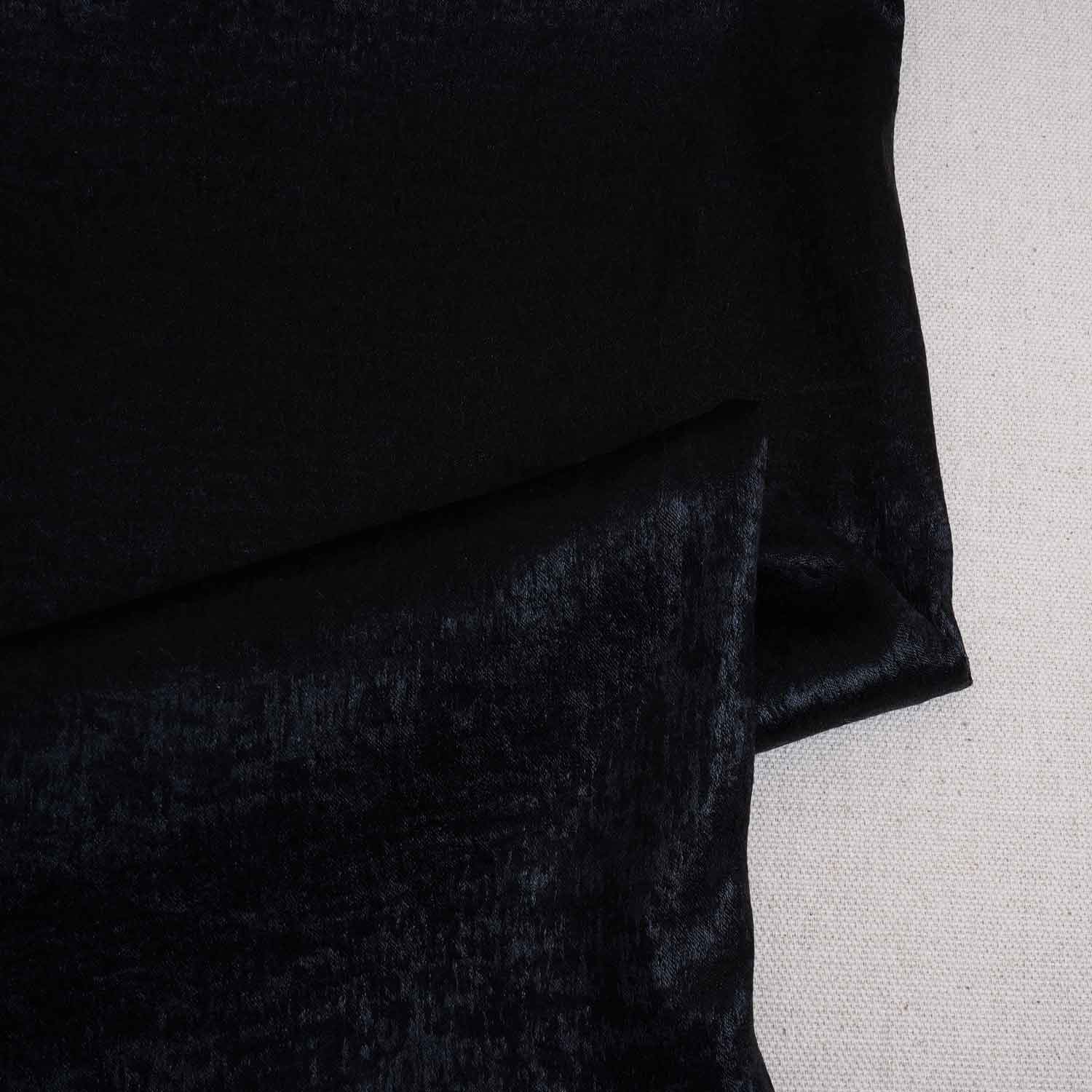 Black Solid Sandwash Satin Fabric PDM-28547 - Image 2