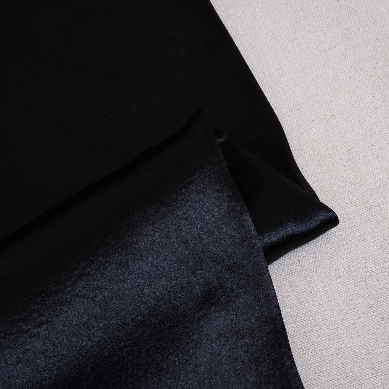 Black Solid Soft Satin Fabric PDM-28540 - Image 2