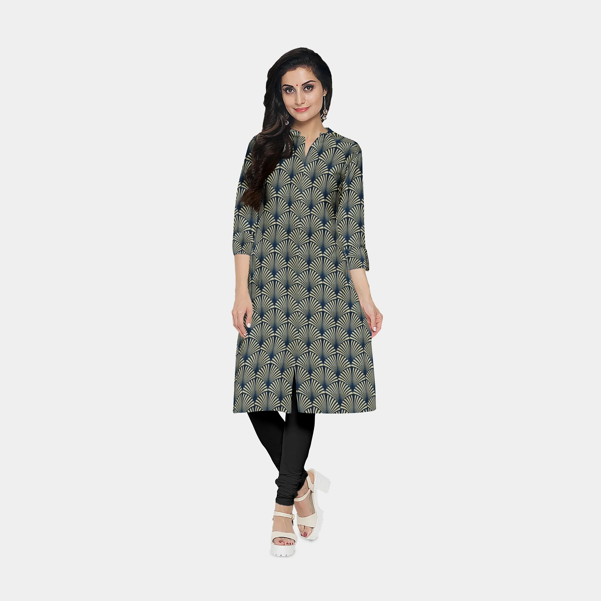 Black Traditional Print Viscose Dobby Fabric - Image 5