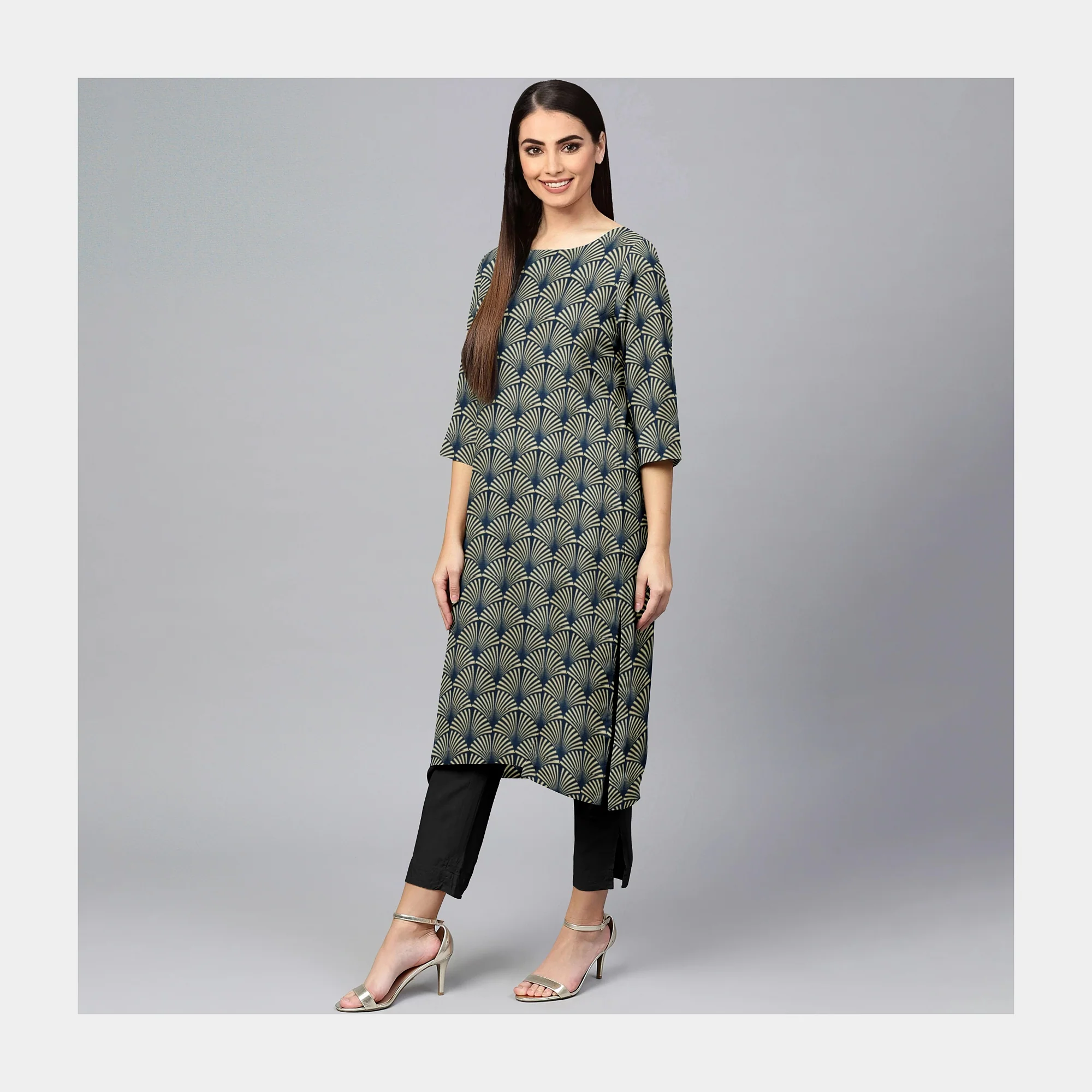 Black Traditional Print Viscose Dobby Fabric - Image 6