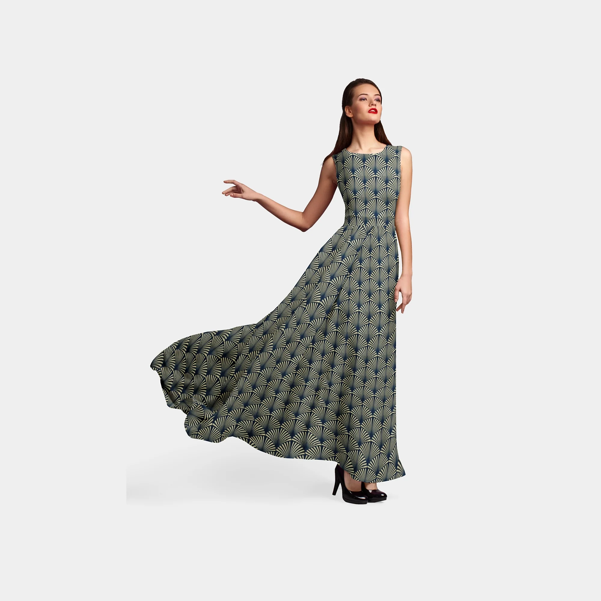 Black Traditional Print Viscose Dobby Fabric - Image 9