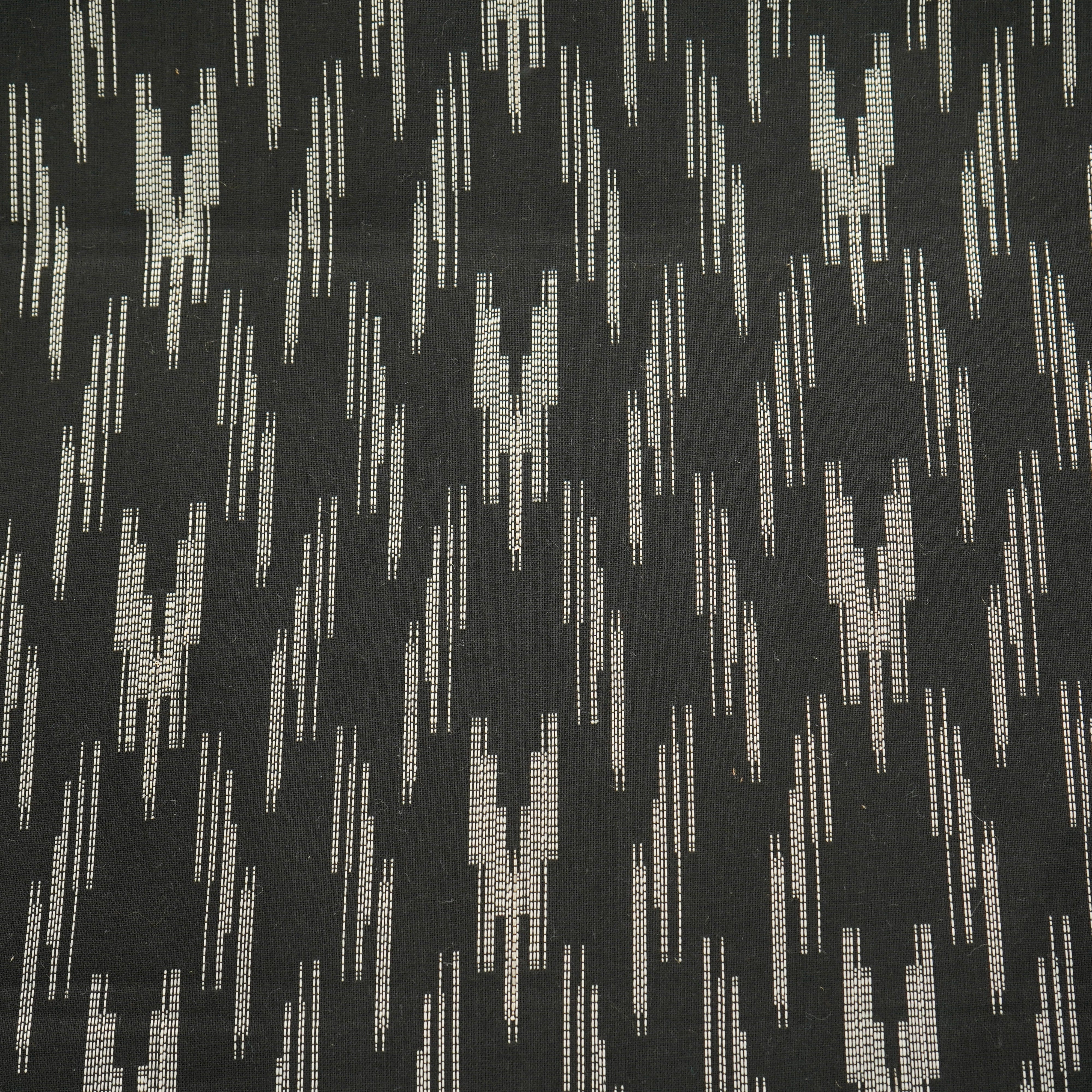 Black & White Ikkat Print Cotton Fabric 12010 - Image 3