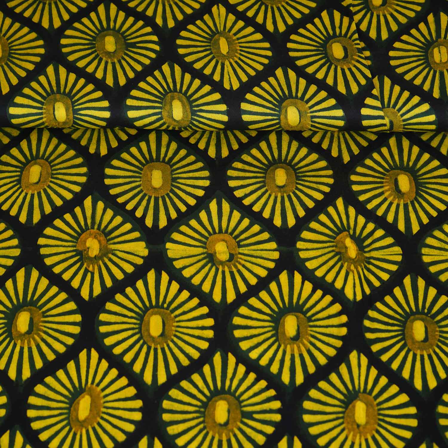 Black With Multicolour Abstract Print Modal Satin Fabric EEG-28710 - Image 3