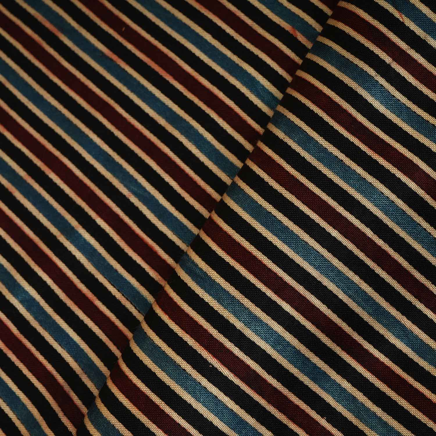 Black With Multicolour Strips Mashru Silk Fabric EEG-28317 - Image 3