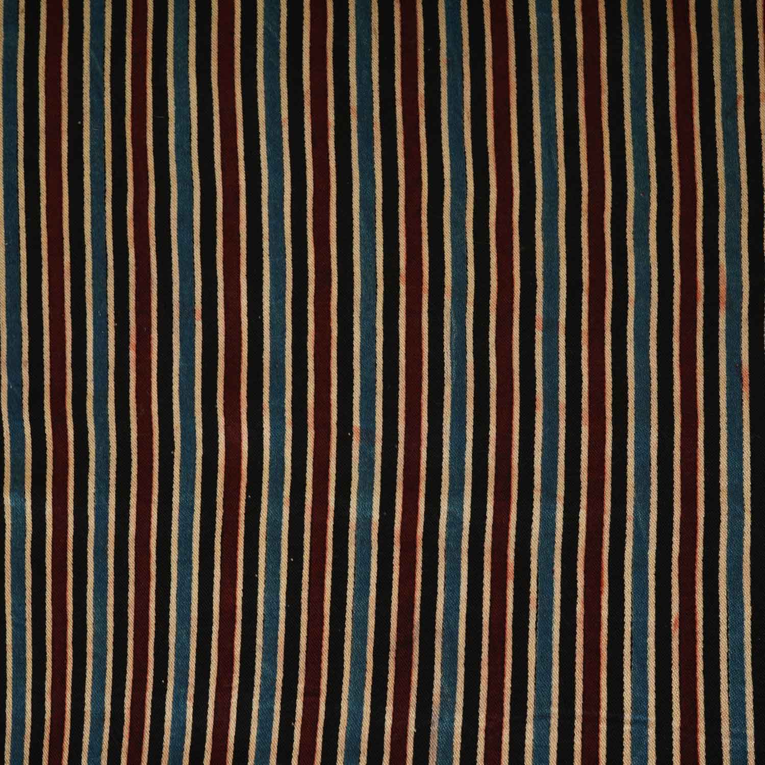 Black With Multicolour Strips Mashru Silk Fabric EEG-28317 - Image 4