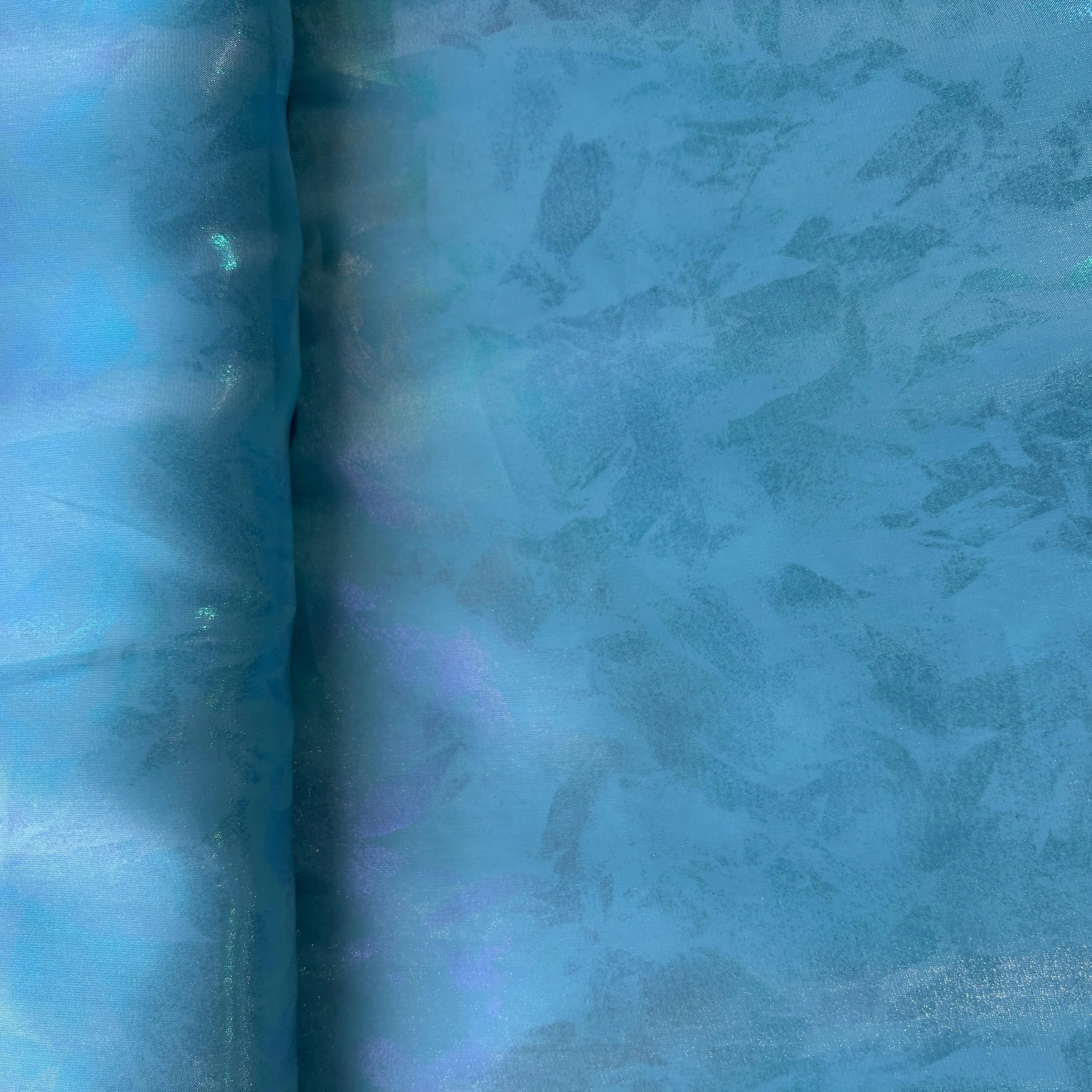 Blue 3D Floral Imported Organza Fabric 8984 - Image 3