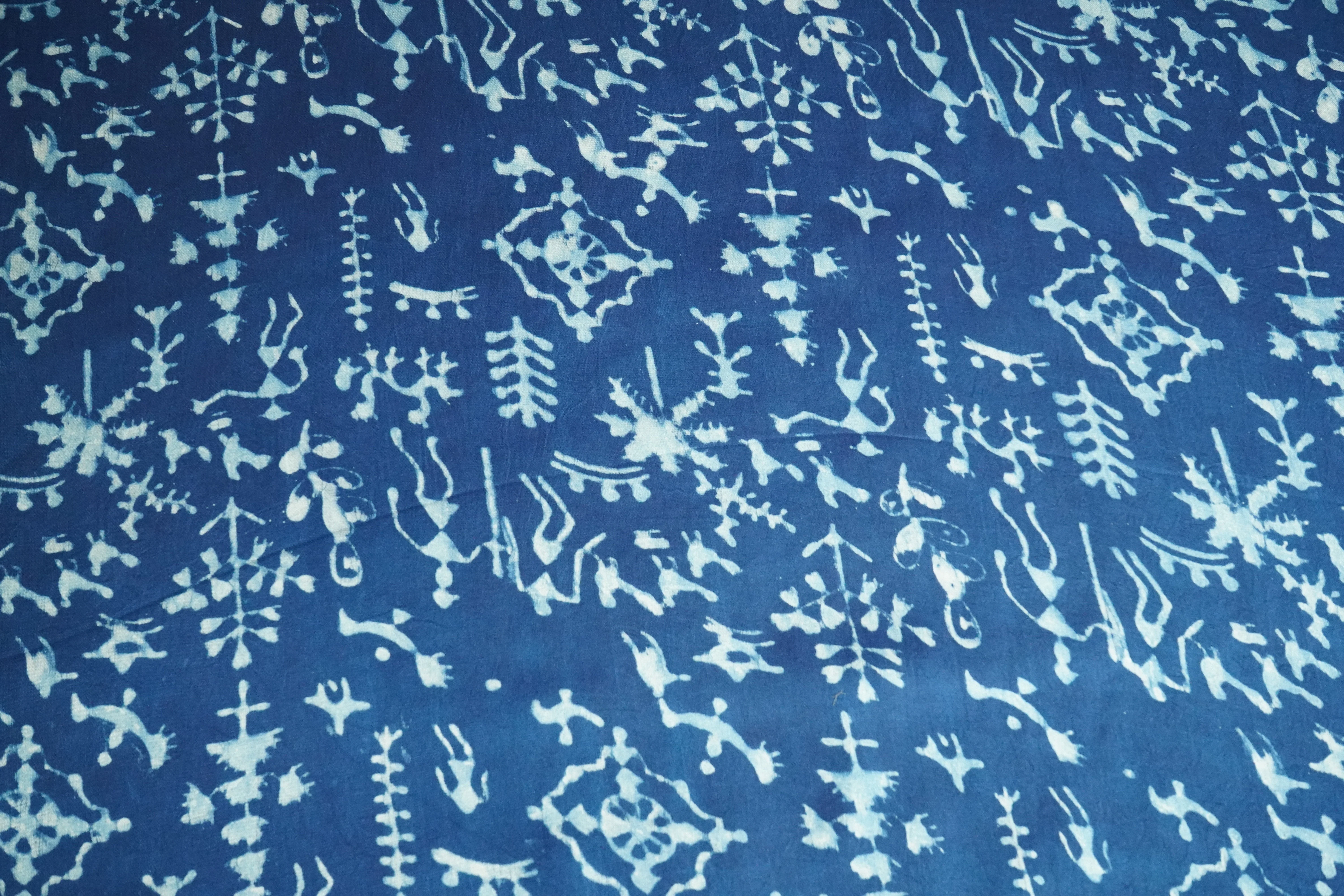 Blue Abstract Ajrakh Print Modal Satin Fabric ASK-24345 - Image 4