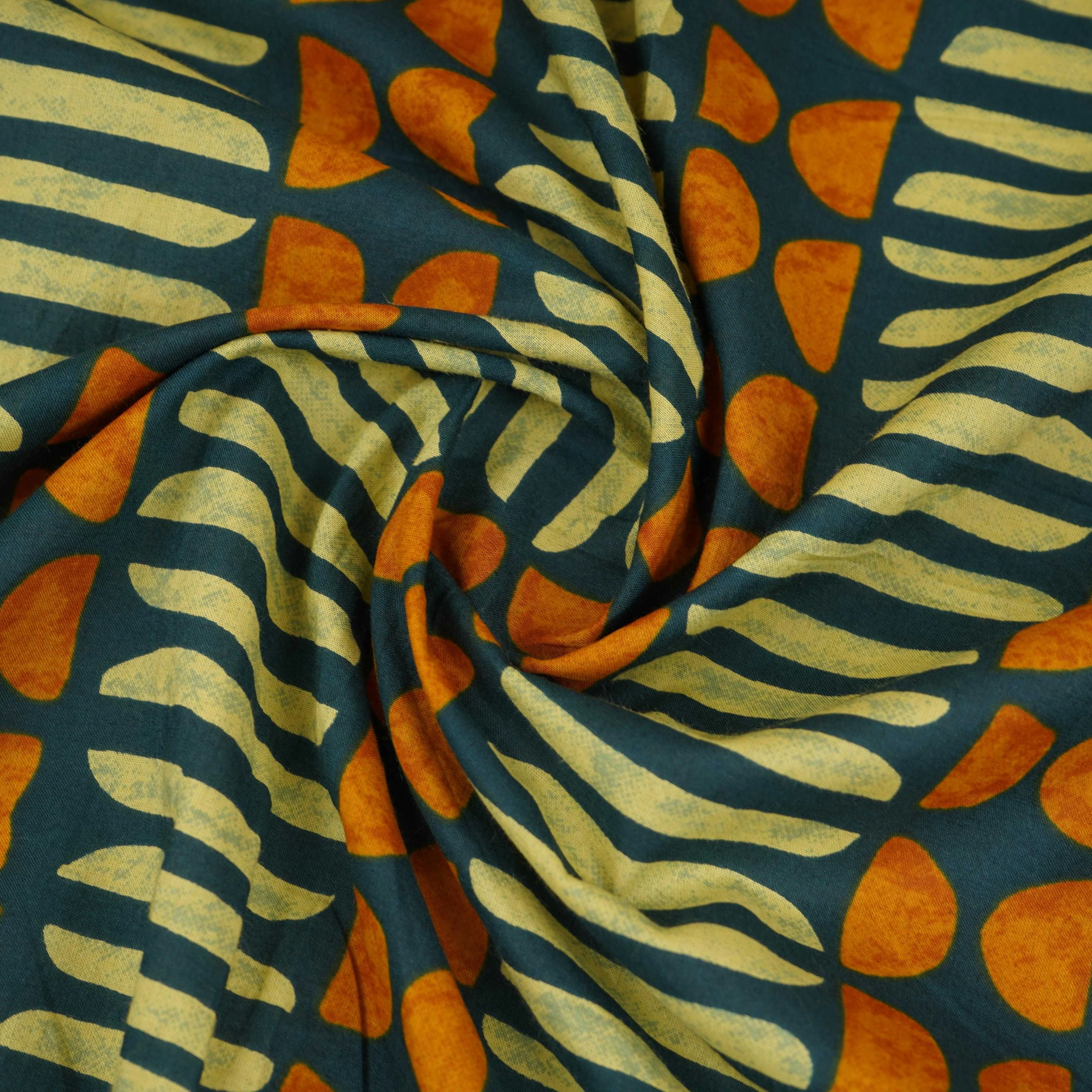 Blue Abstract Print Cotton Fabric OG-30421 - Image 4