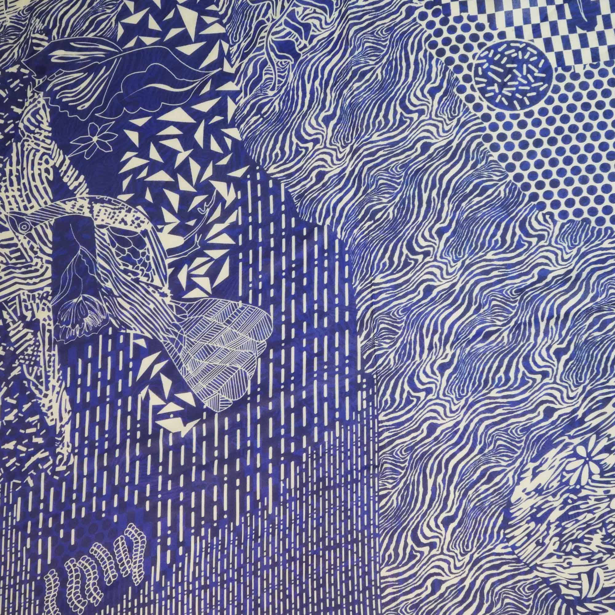 Blue Abstract Print Georgette Fabric MTF-27231 - Image 4