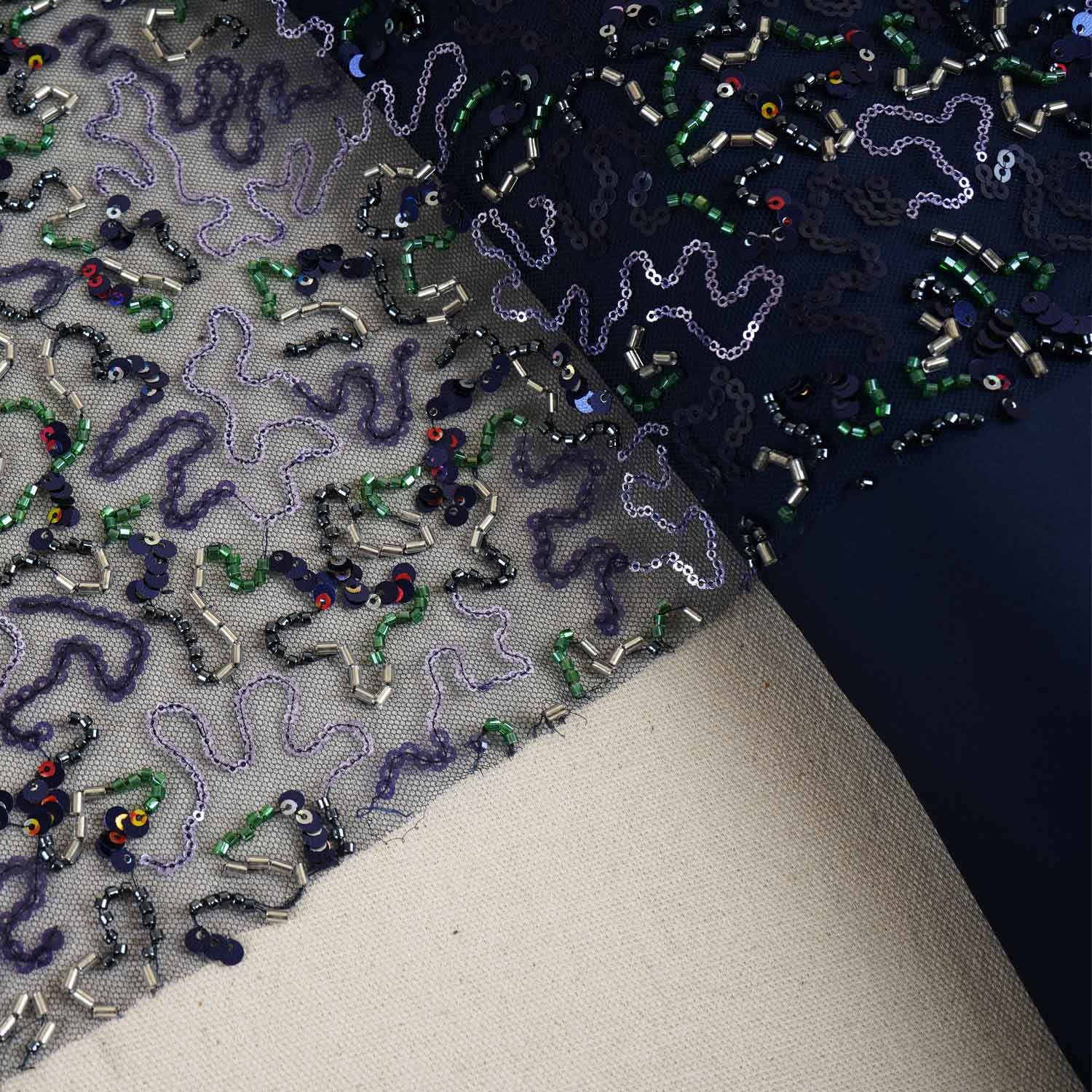 Blue Abstract Sequins Cut Dana Embroidery Net 15142 - Image 4
