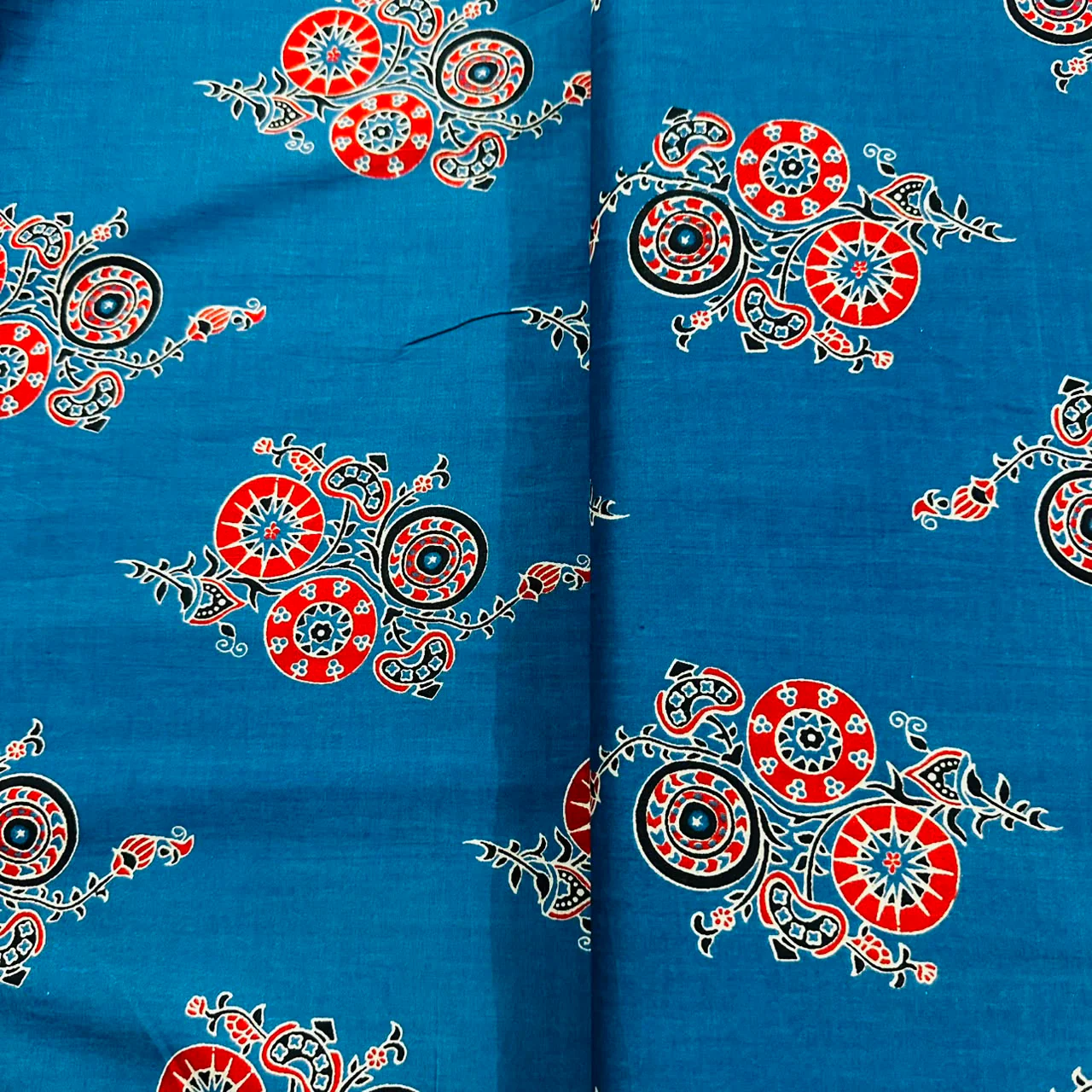 Blue Ajrakh Print Cotton Fabric AFI-29567 - Image 2