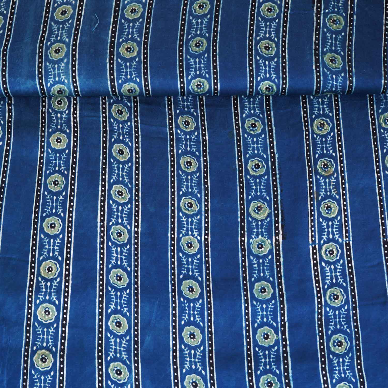 Blue Ajrakh Print Modal Satin Fabric EEG-28671 - Image 3