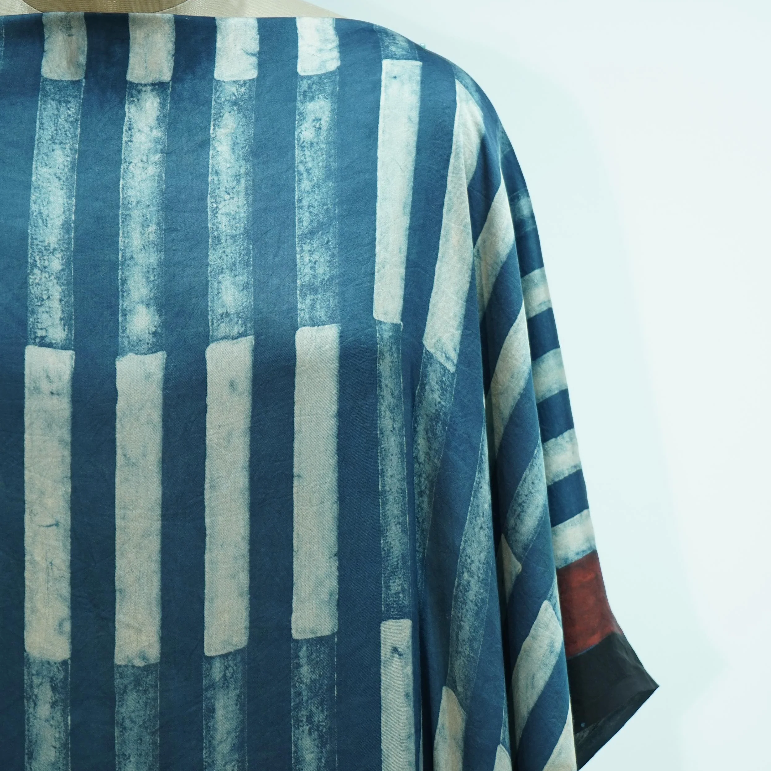 Blue Ajrakh print Modal Silk Kaftan EEG-31634 - Image 3