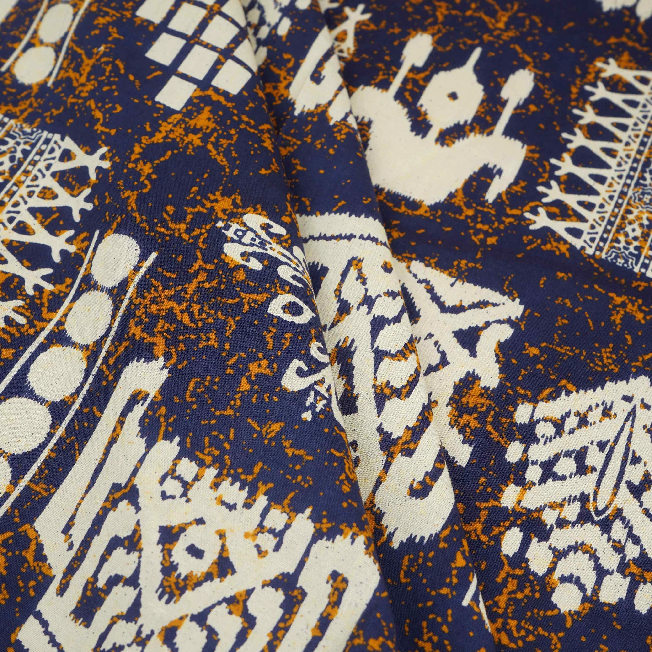 Blue & White Batik Print Cotton Fabric OG-30319 - Image 3