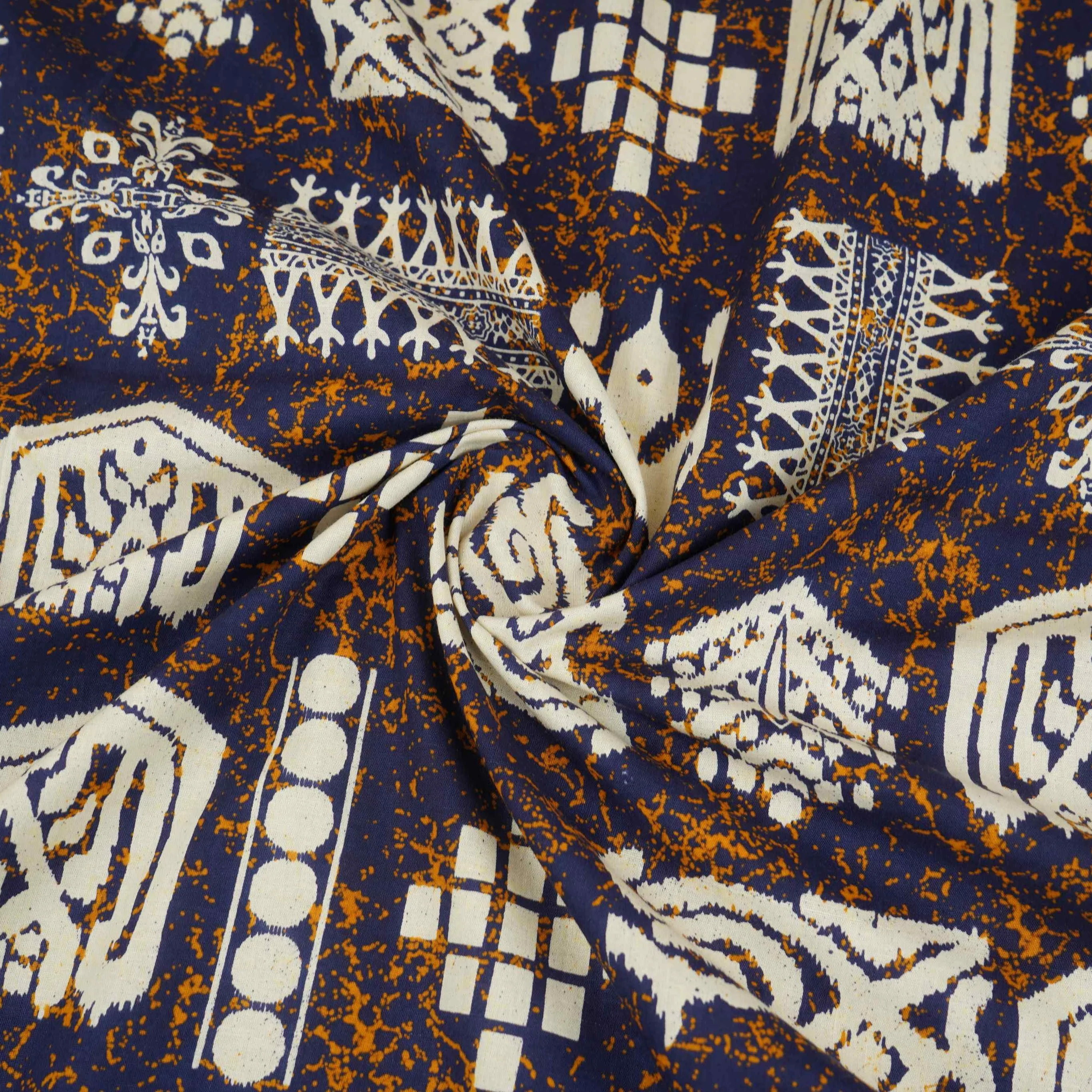 Blue & White Batik Print Cotton Fabric OG-30319 - Image 4