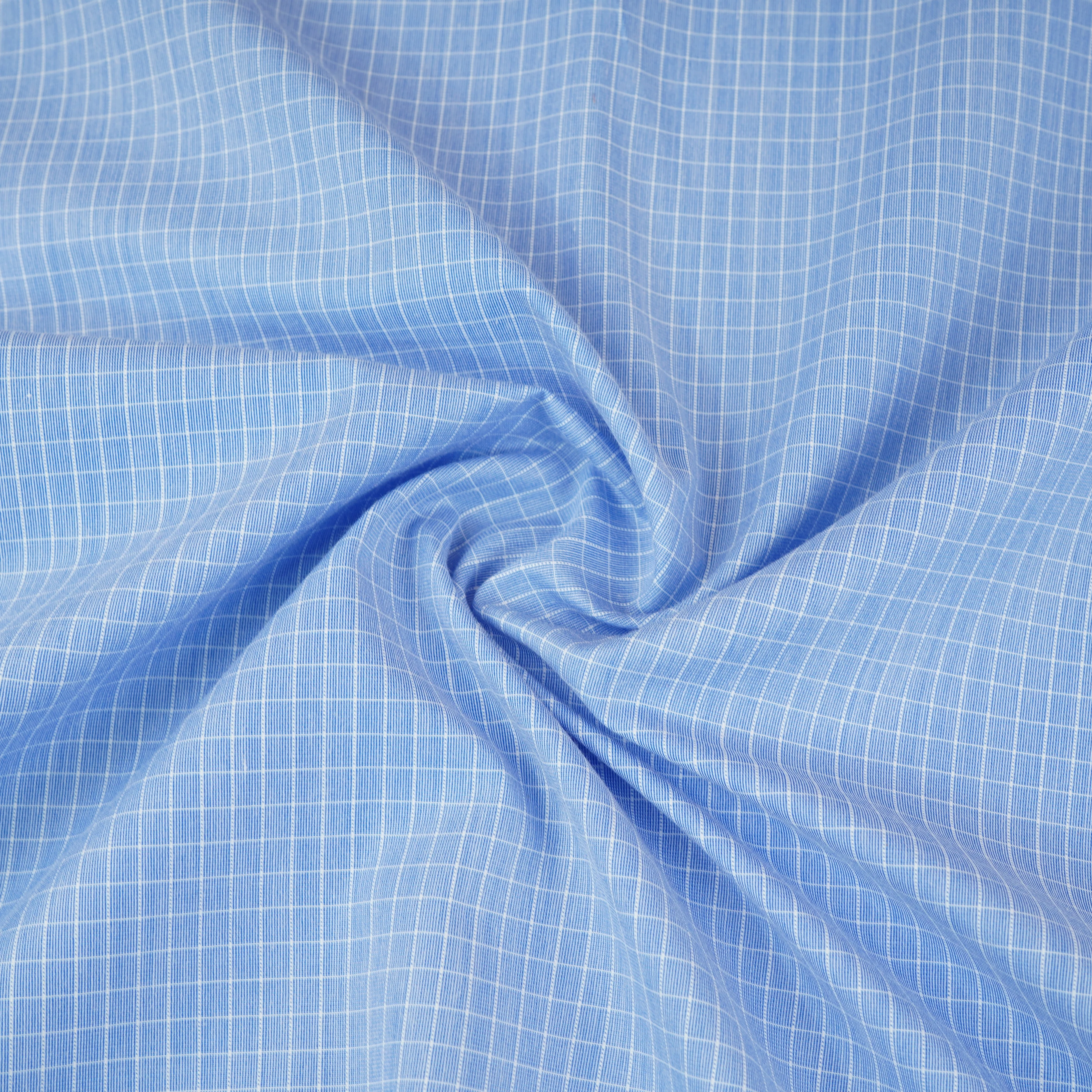 Blue & White Check Print Poplin Fabric MFM-30120 - Image 3