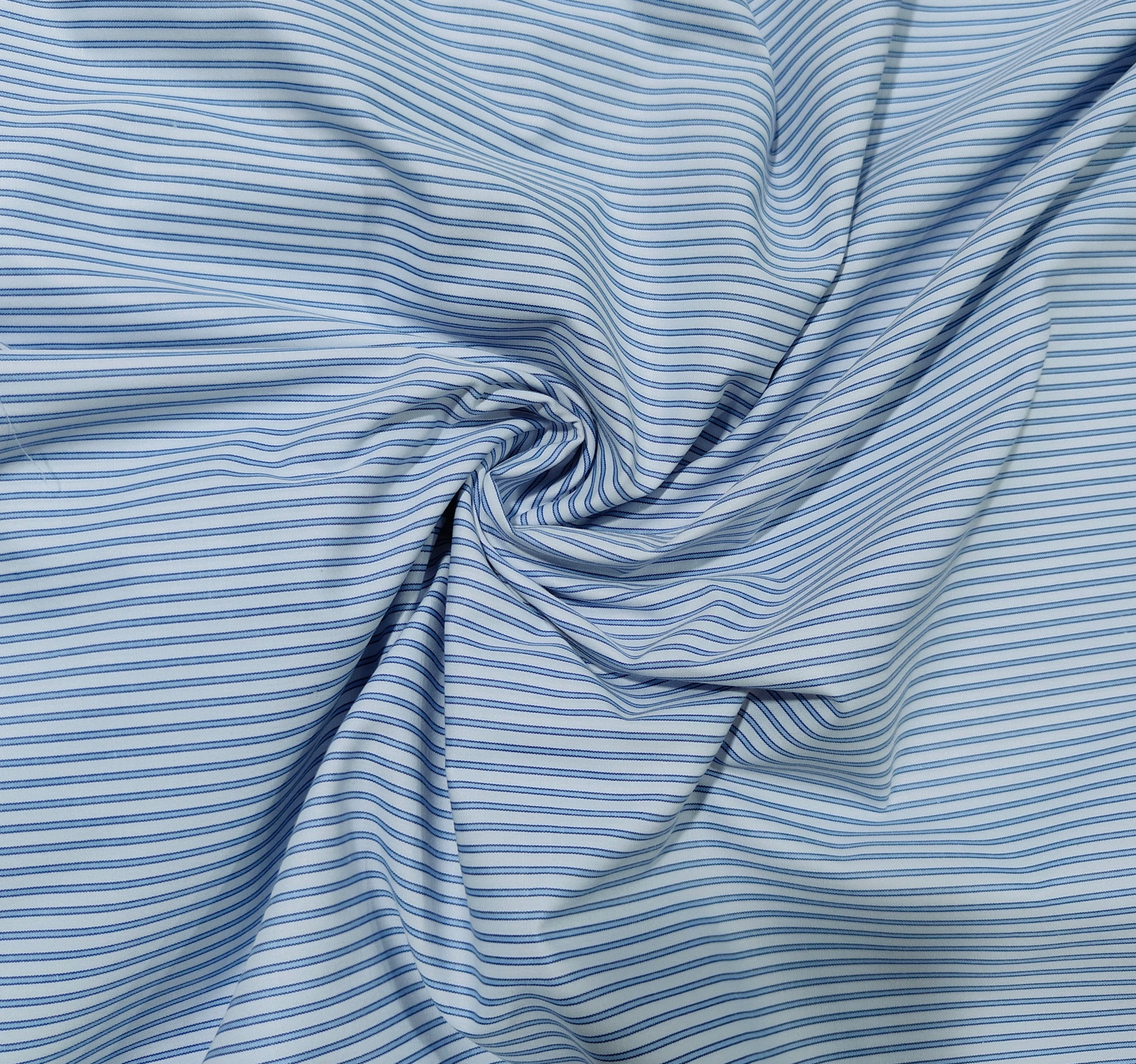 Blue & White Stripes Print Poplin Fabric MFM-30126