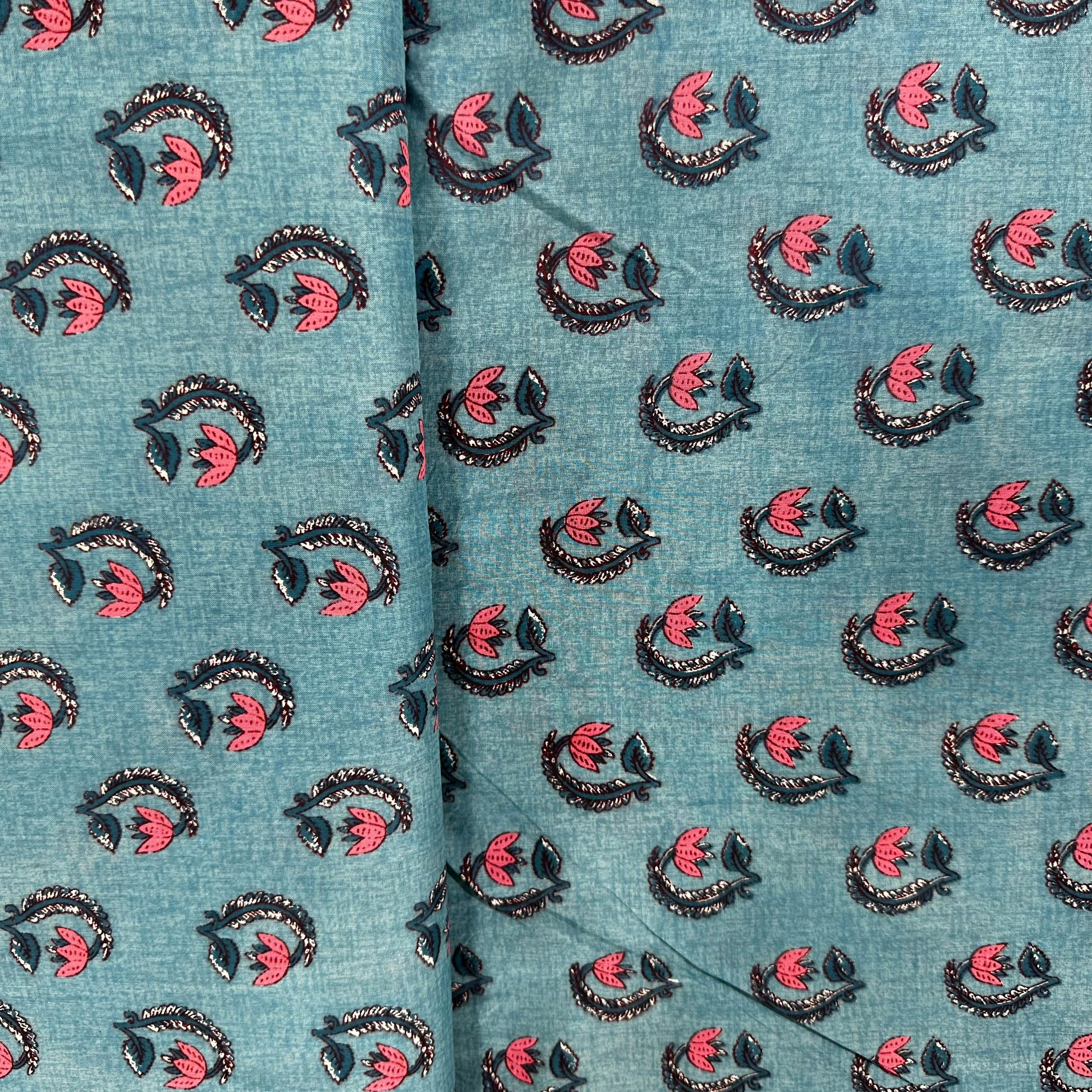 Blue Bagru Print Cotton Fabric 24246 - Image 3