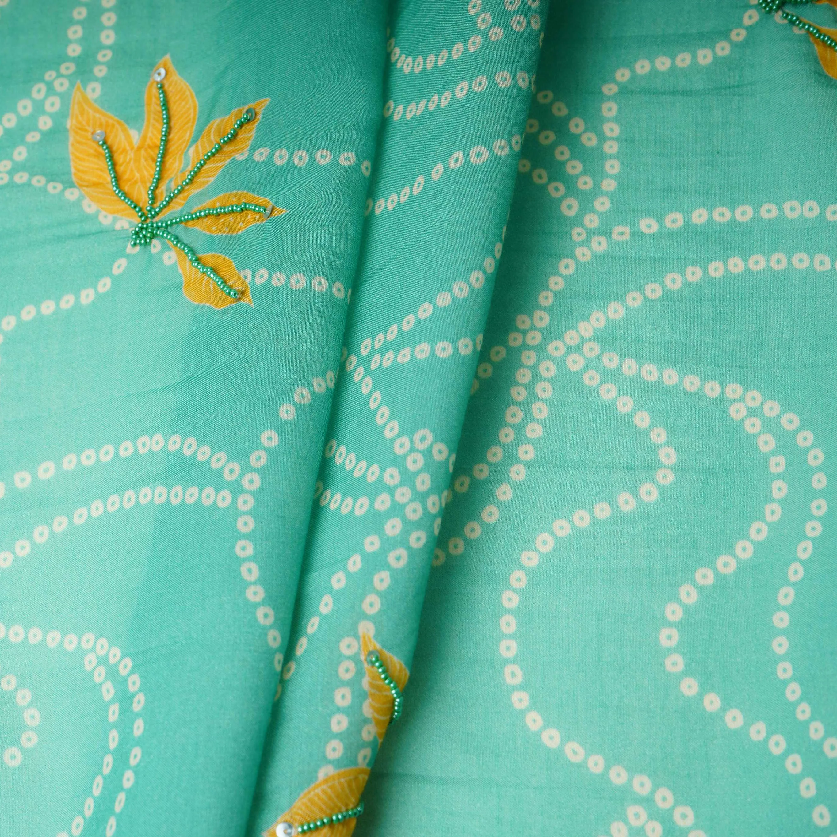 Blue Bandhani Cutdana Mul Chanderi Fabric VF-30645 - Image 5
