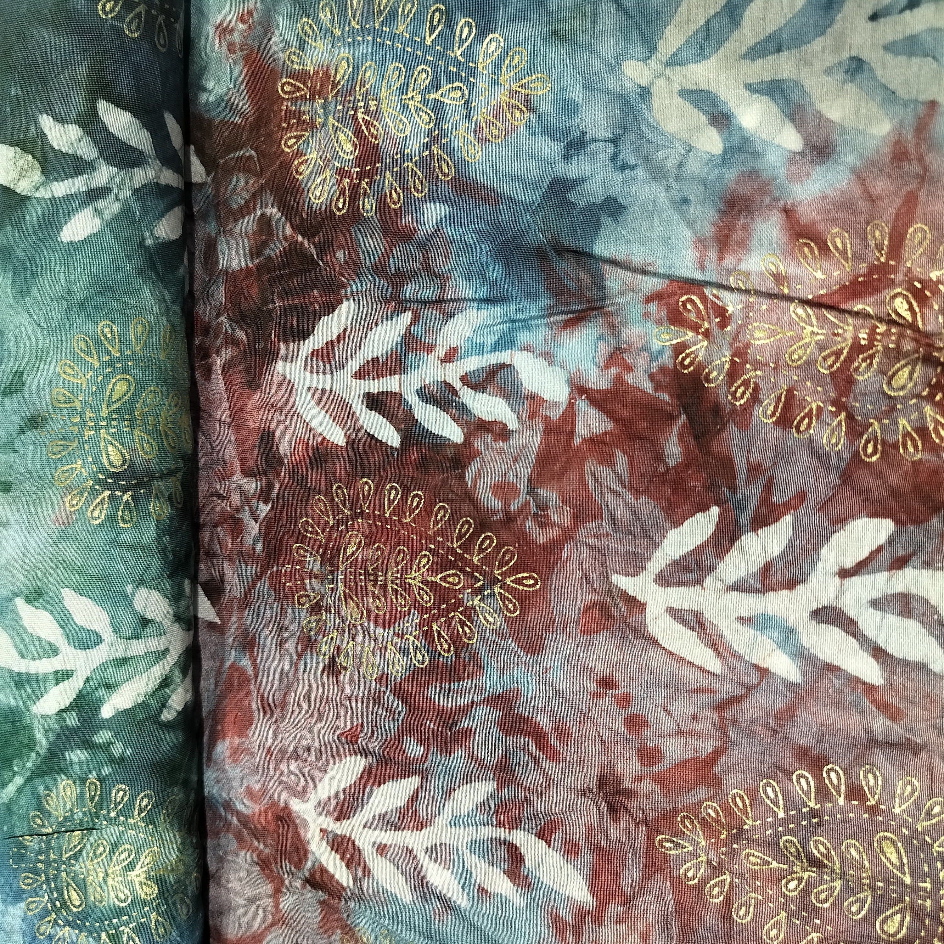 Blue Batik Foil Print Chanderi Fabric 15509 - Image 3
