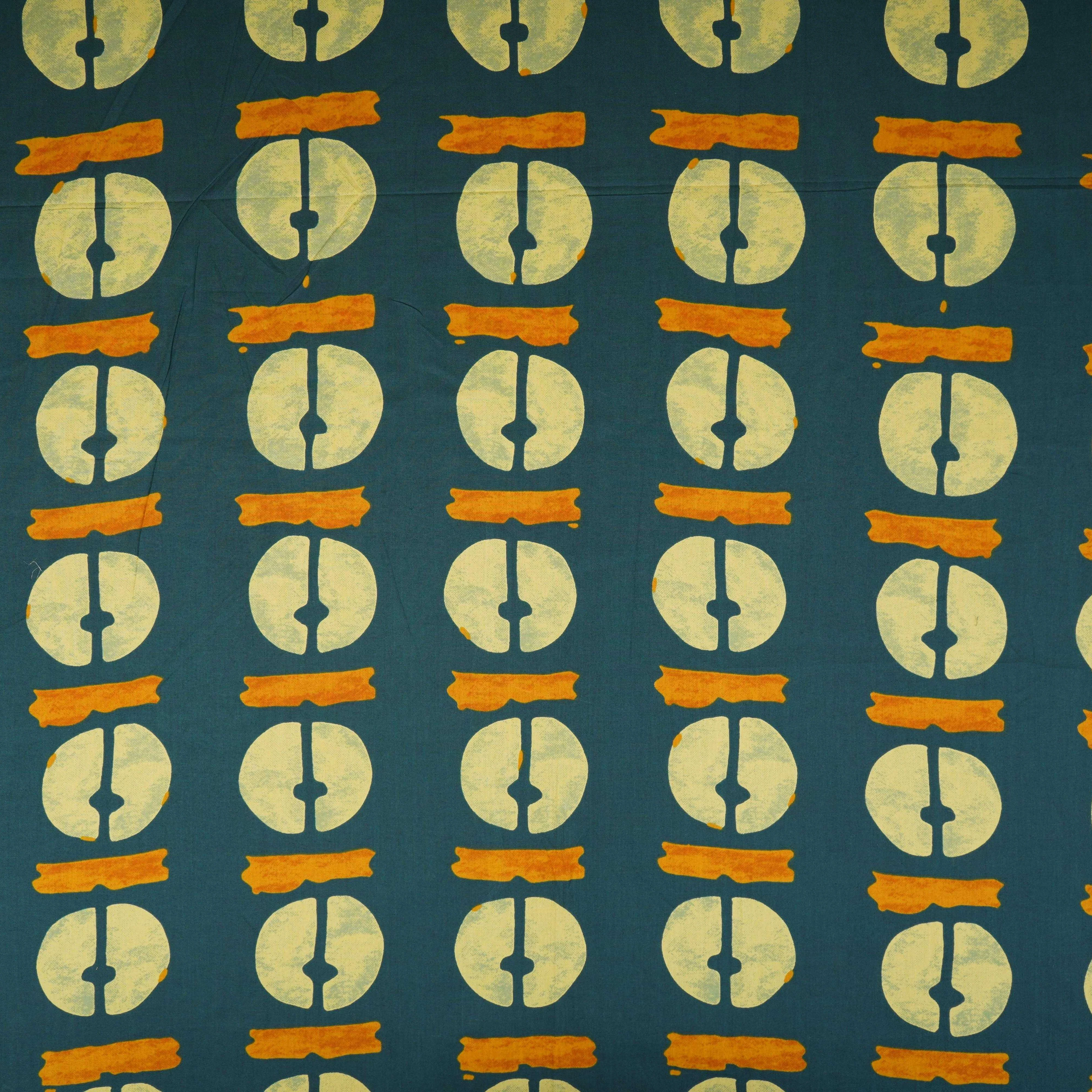 Blue Block Print Cotton Fabric OG-30420 - Image 2