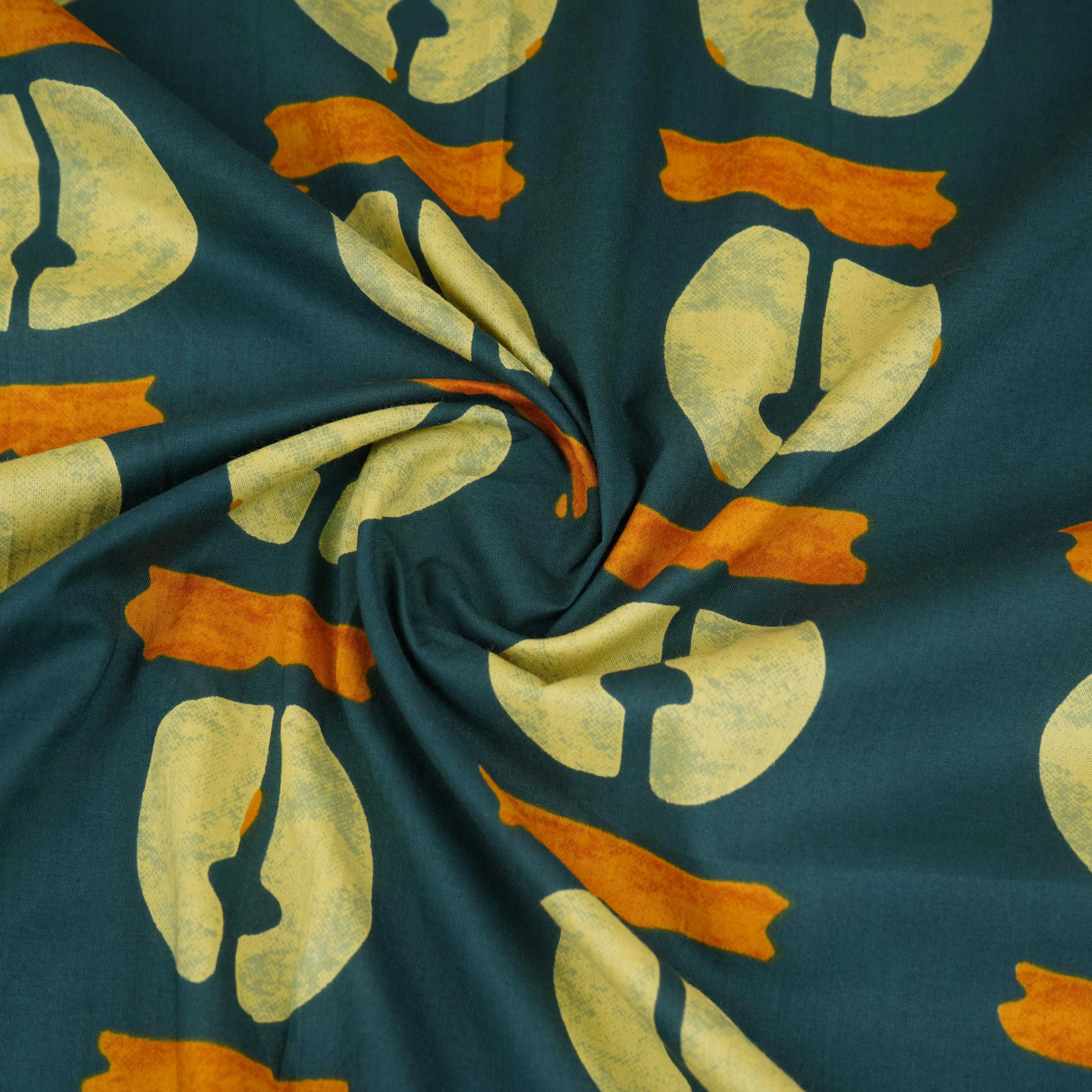 Blue Block Print Cotton Fabric OG-30420 - Image 3