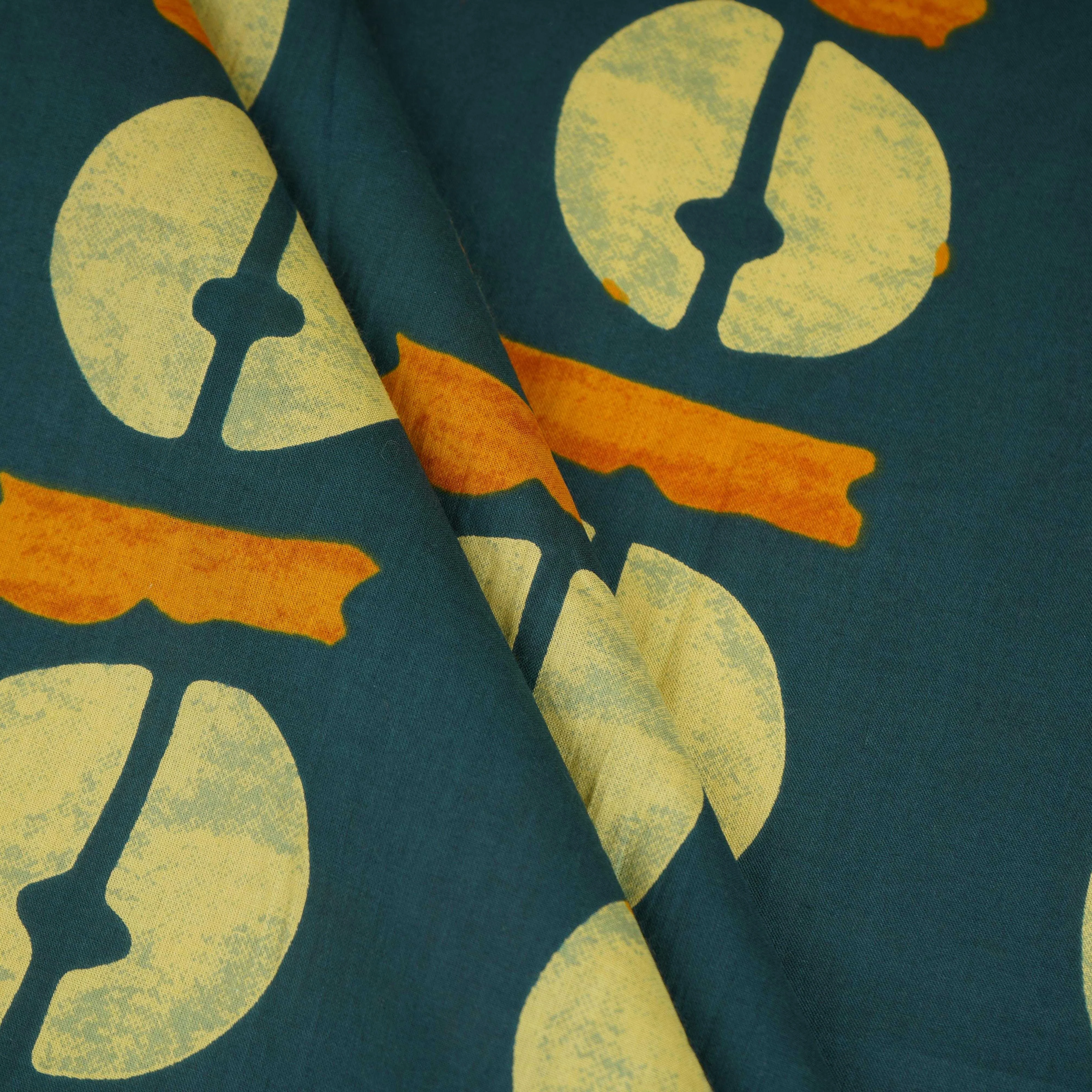 Blue Block Print Cotton Fabric OG-30420 - Image 4