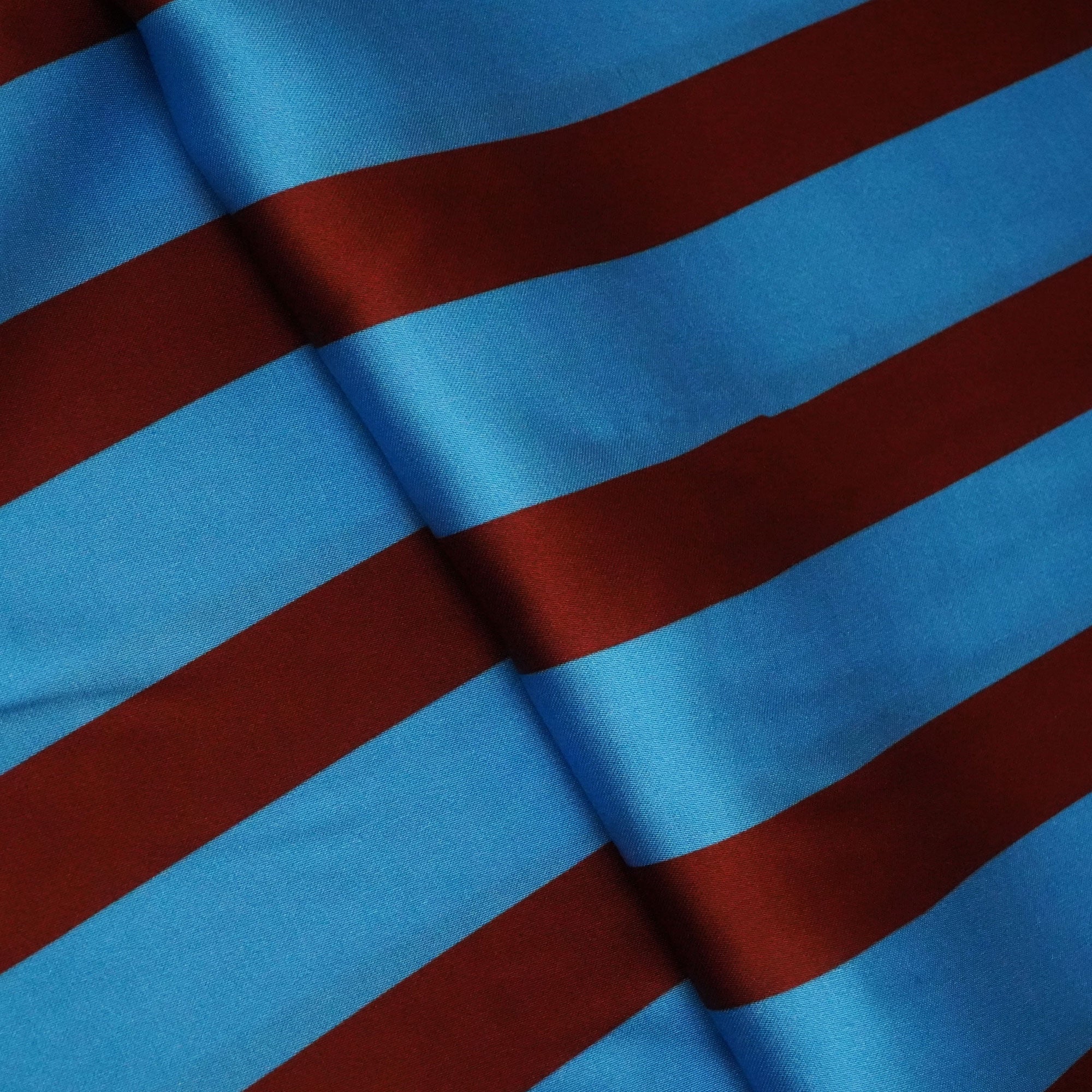 Blue & Brown Stripes Modal Satin Fabric MTF-23840 - Image 2