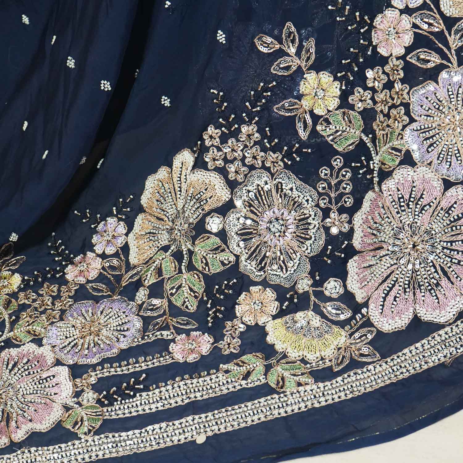 Blue Embroidery Cut Dana Organza Fabric WI-27283 - Image 2