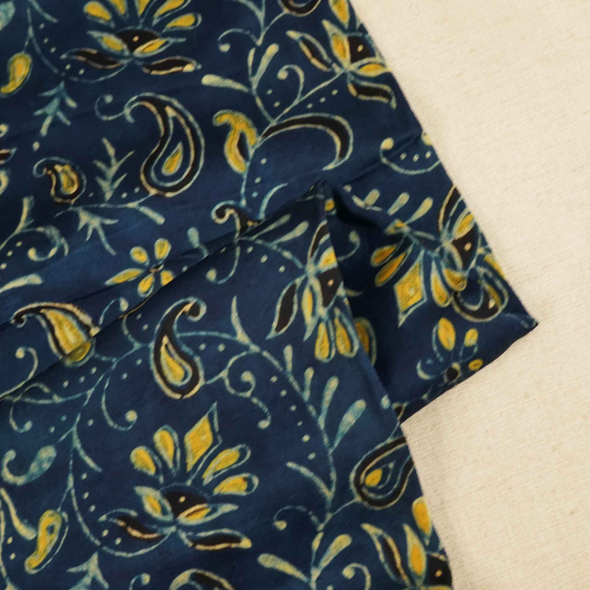 Blue Floral Ajrakh Modal Satin Modal Ajrakh IA-26886 - Image 2