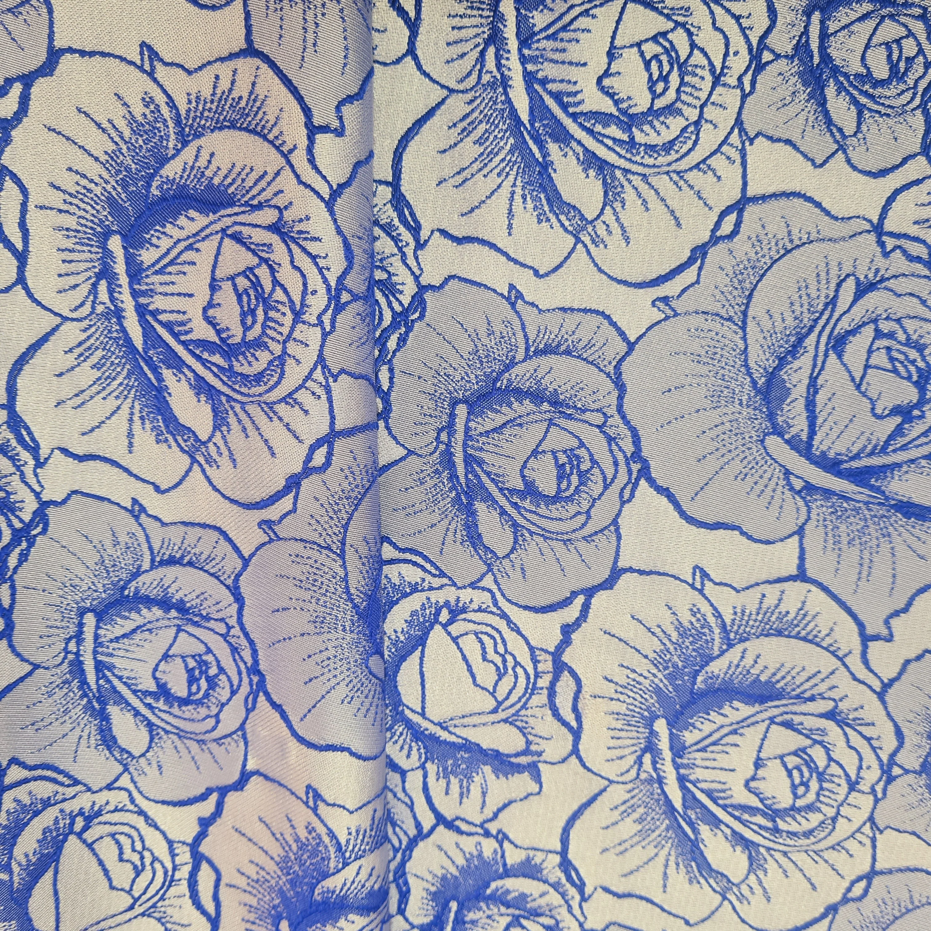 Blue Floral Brocade Jacquard Fabric - Image 3
