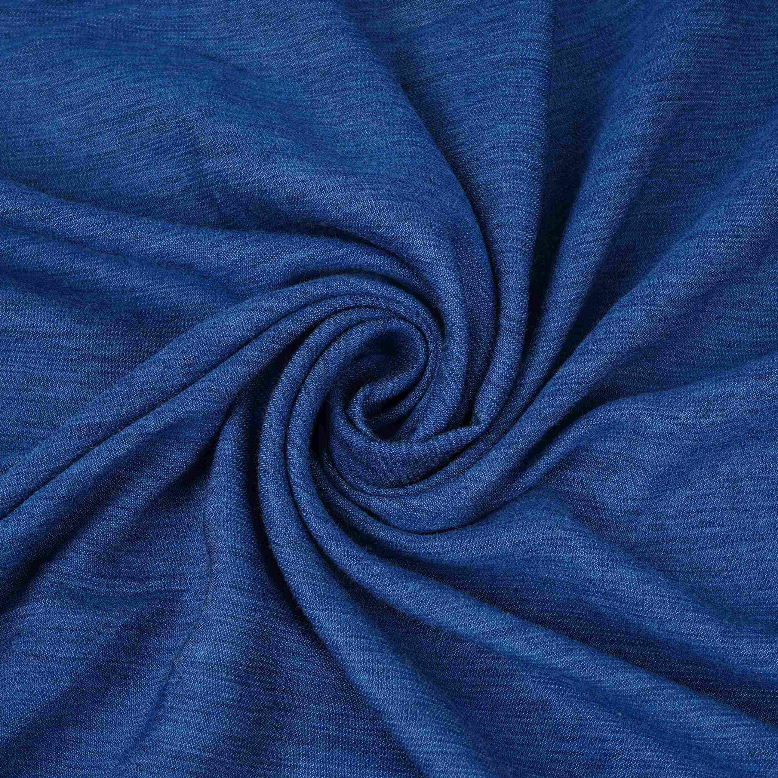 Blue floral embroidery Viscose Denim Fabric SFG-31545 - Image 3