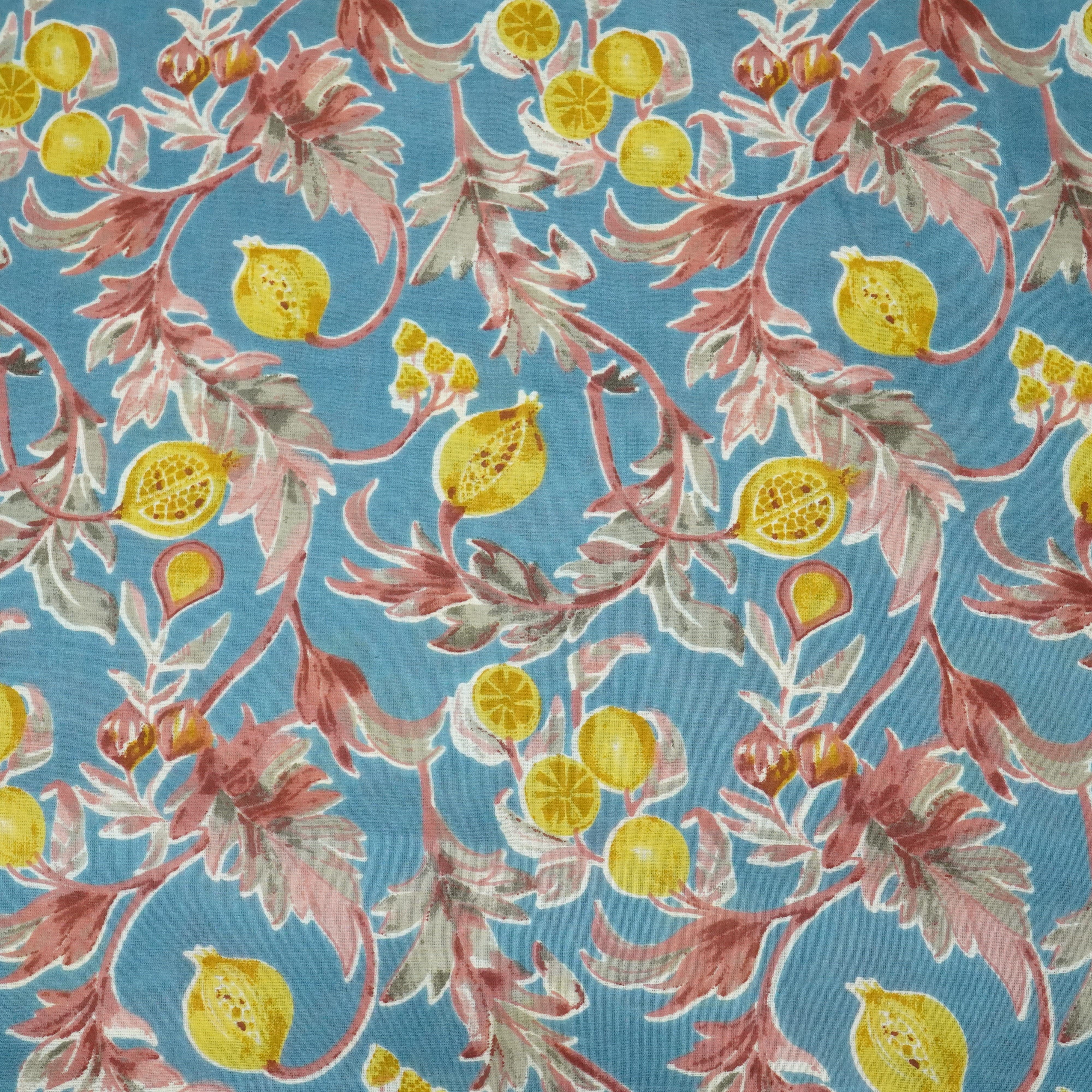 Blue Floral Print Cotton Fabric - Image 3