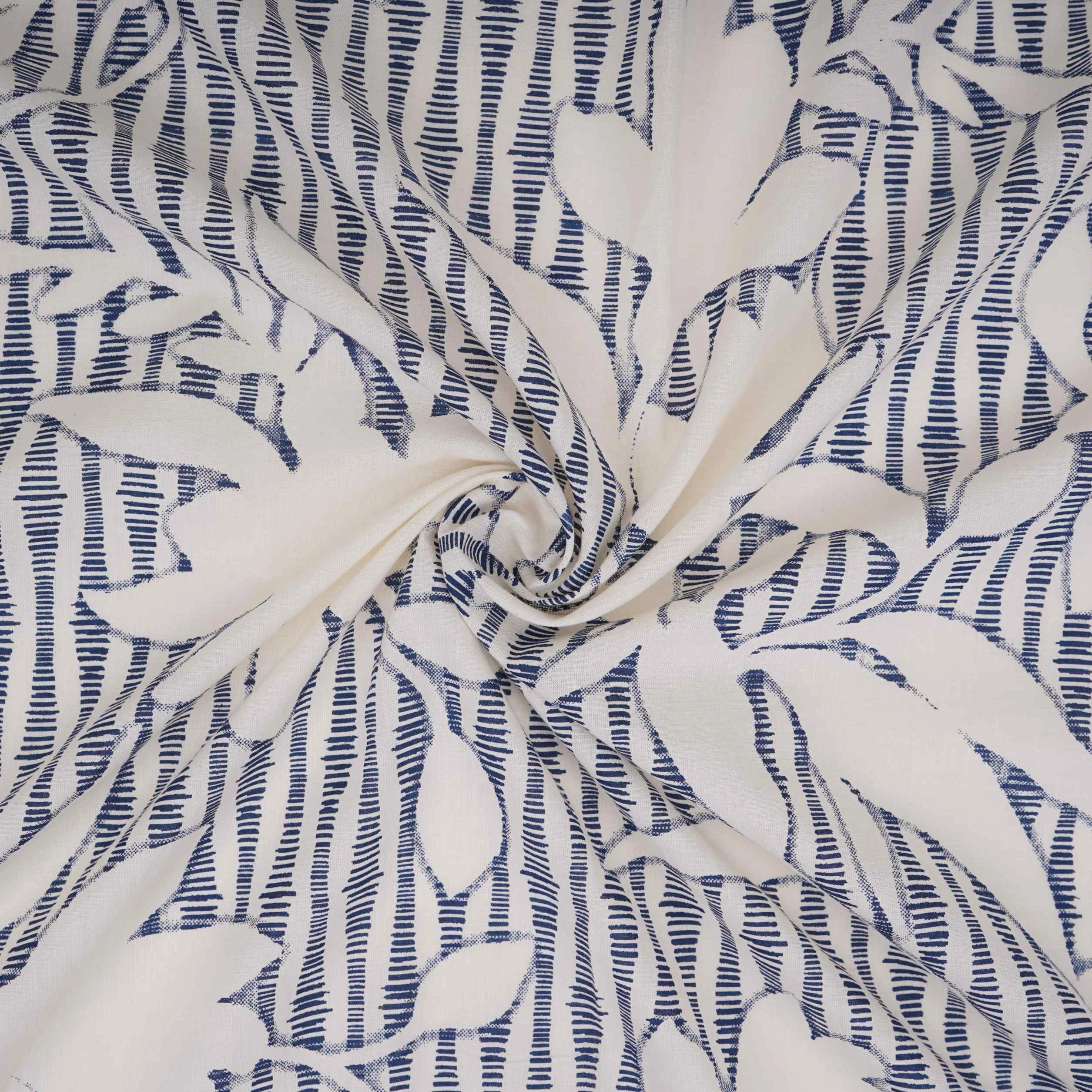 Blue Floral Print Cotton Fabric DE-32298 - Image 4