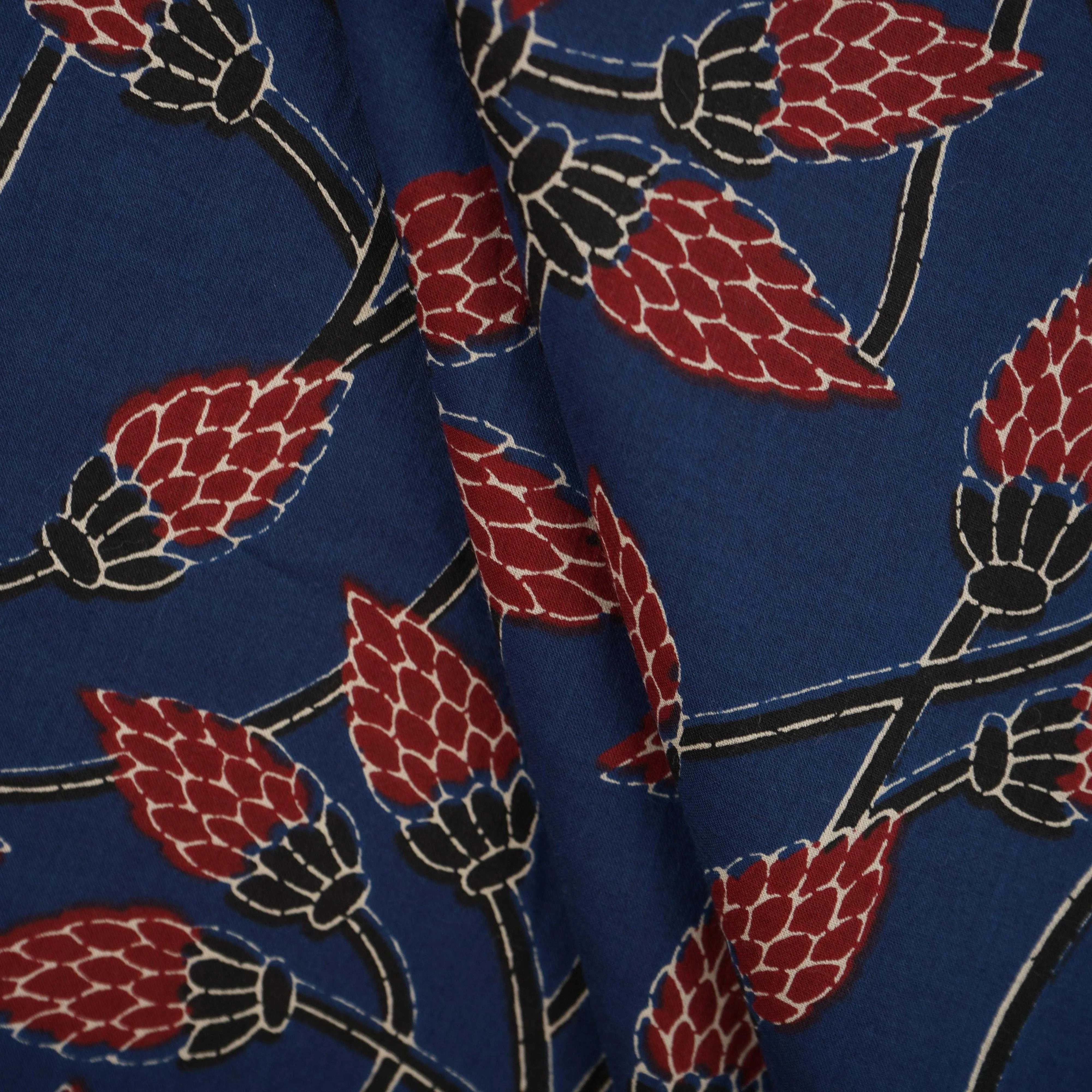 Blue Floral Print Cotton Fabric OG-30327 - Image 4