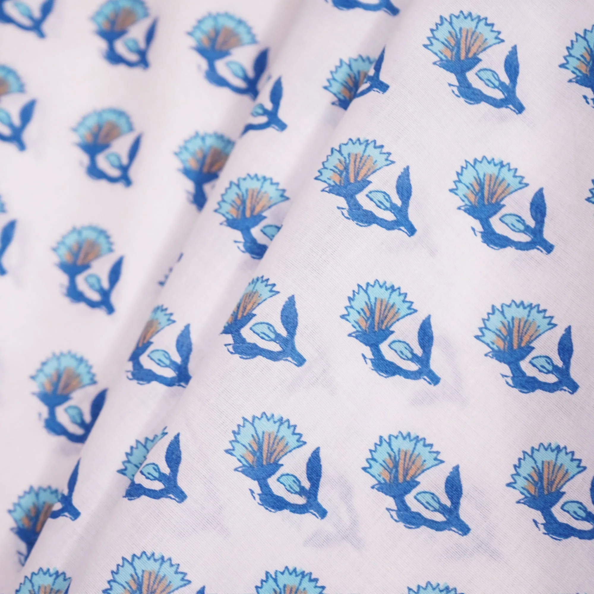 Blue Floral Print Cotton Fabric SCF-23871 - Image 2