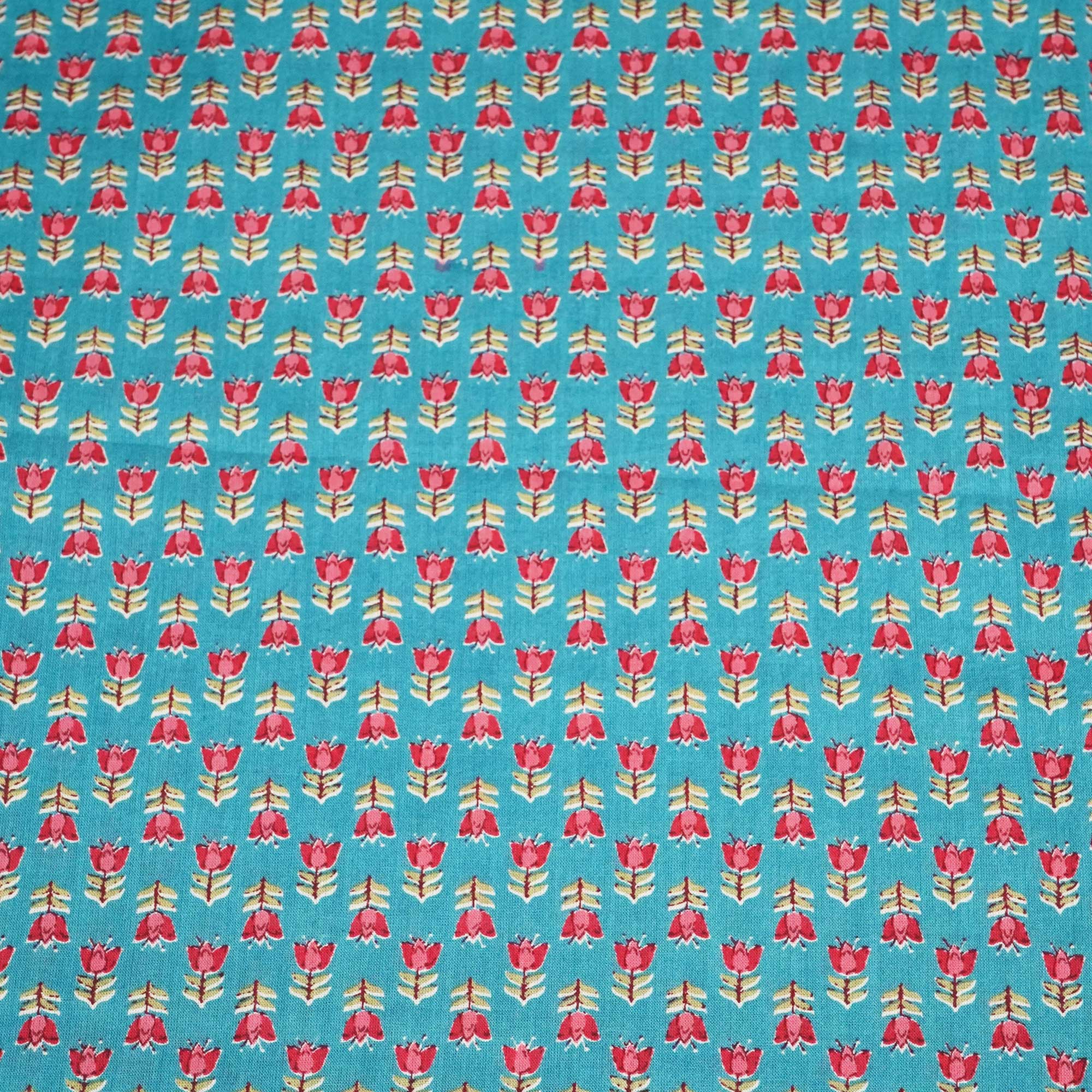Blue Floral Print Cotton Fabric SCF-24213 - Image 3