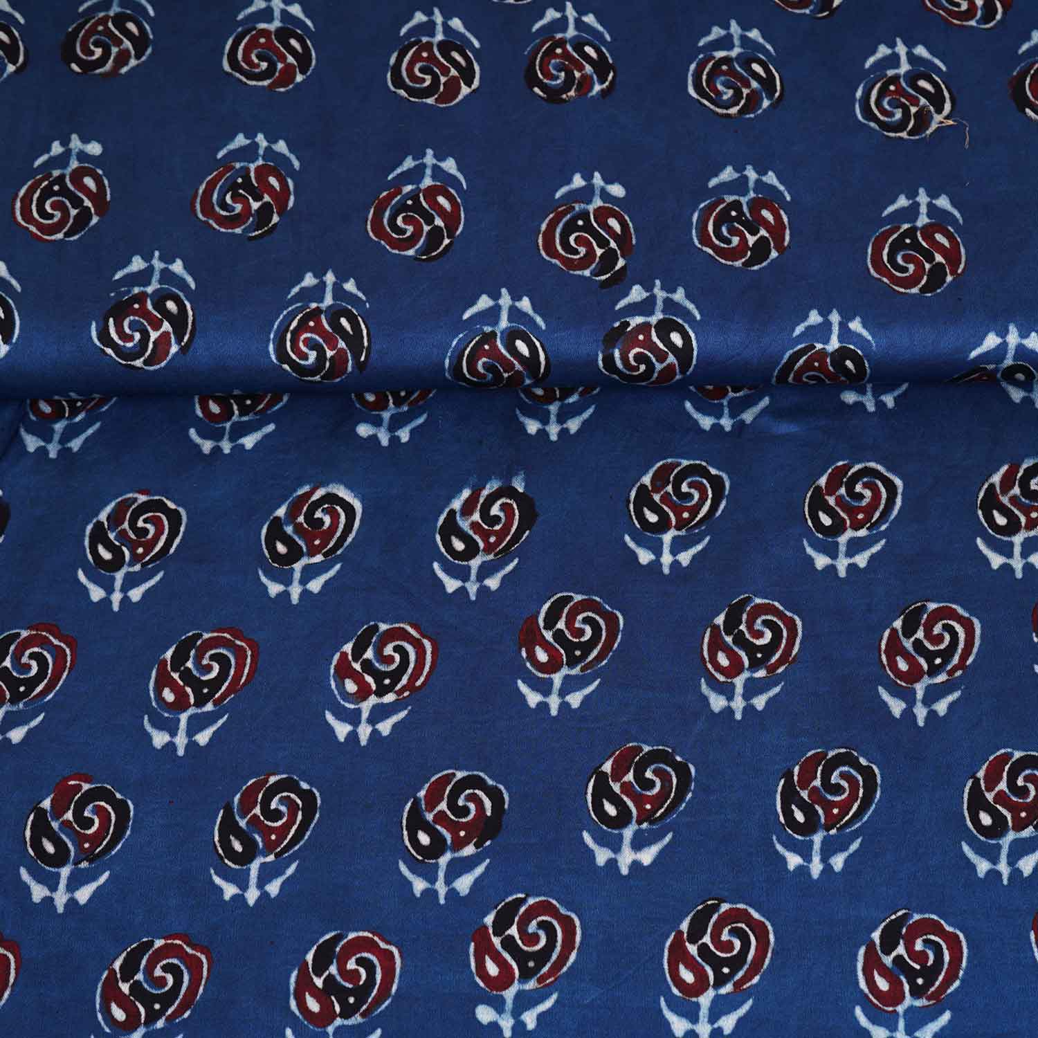 Blue Floral Print Modal Satin Fabric EEG-28673 - Image 3