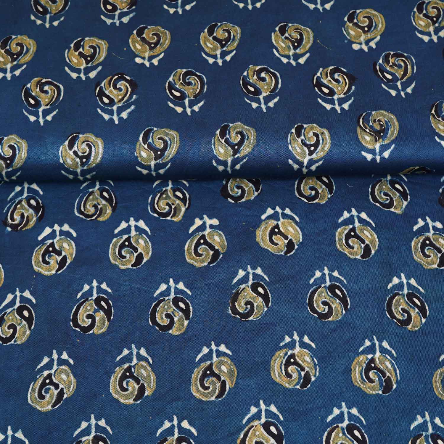 Blue Floral Print Modal Satin Fabric EEG-28713 - Image 3