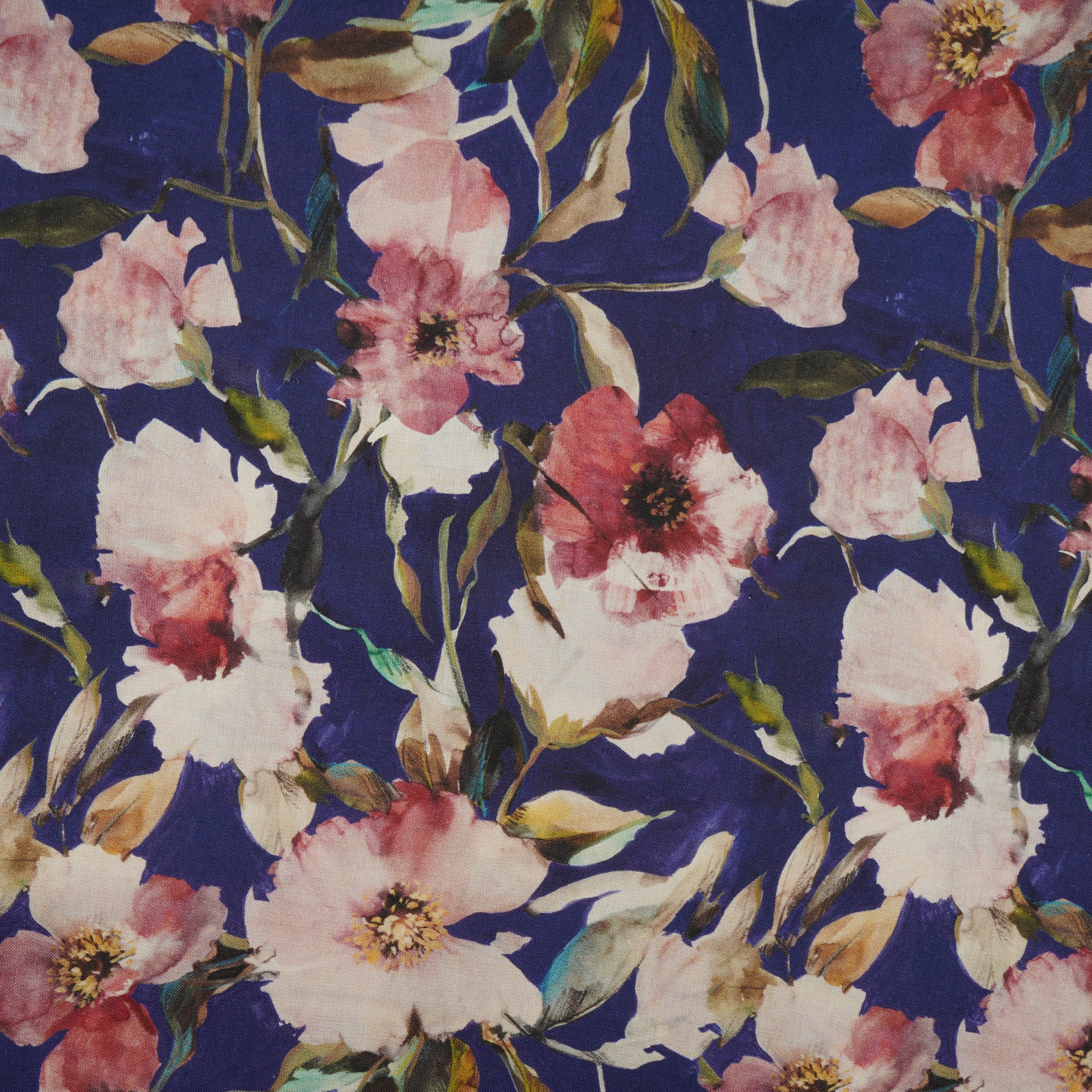 Blue Floral Print Pashmina Fabric 20973 - Image 3