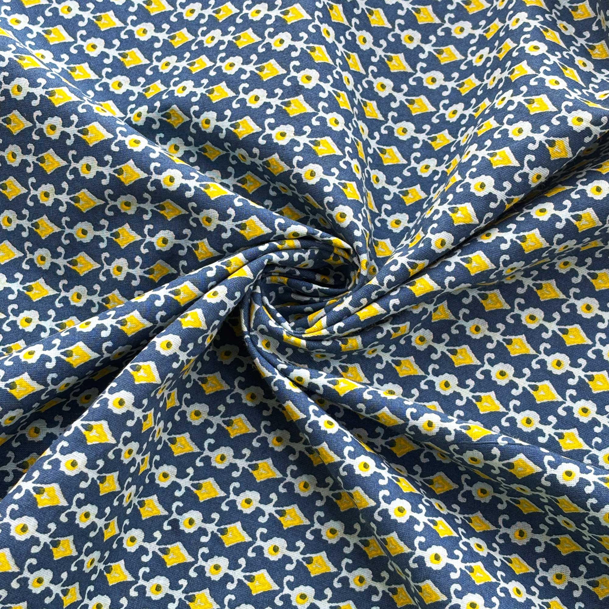 Blue Geometrical Print Cotton Fabric PB-23778