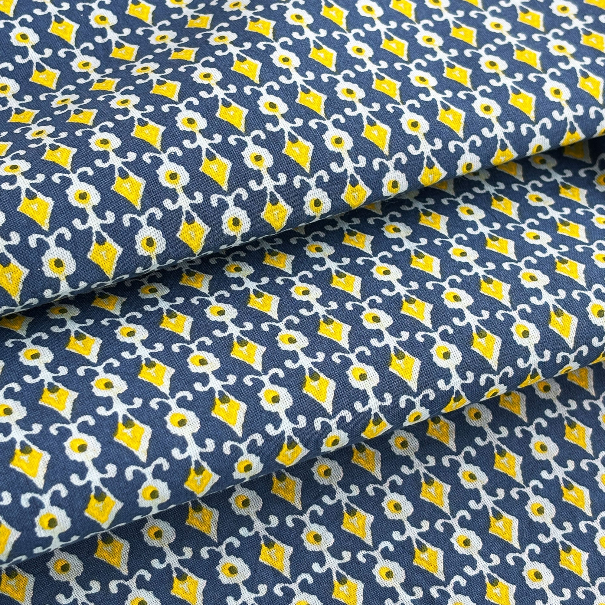 Blue Geometrical Print Cotton Fabric PB-23778 - Image 2