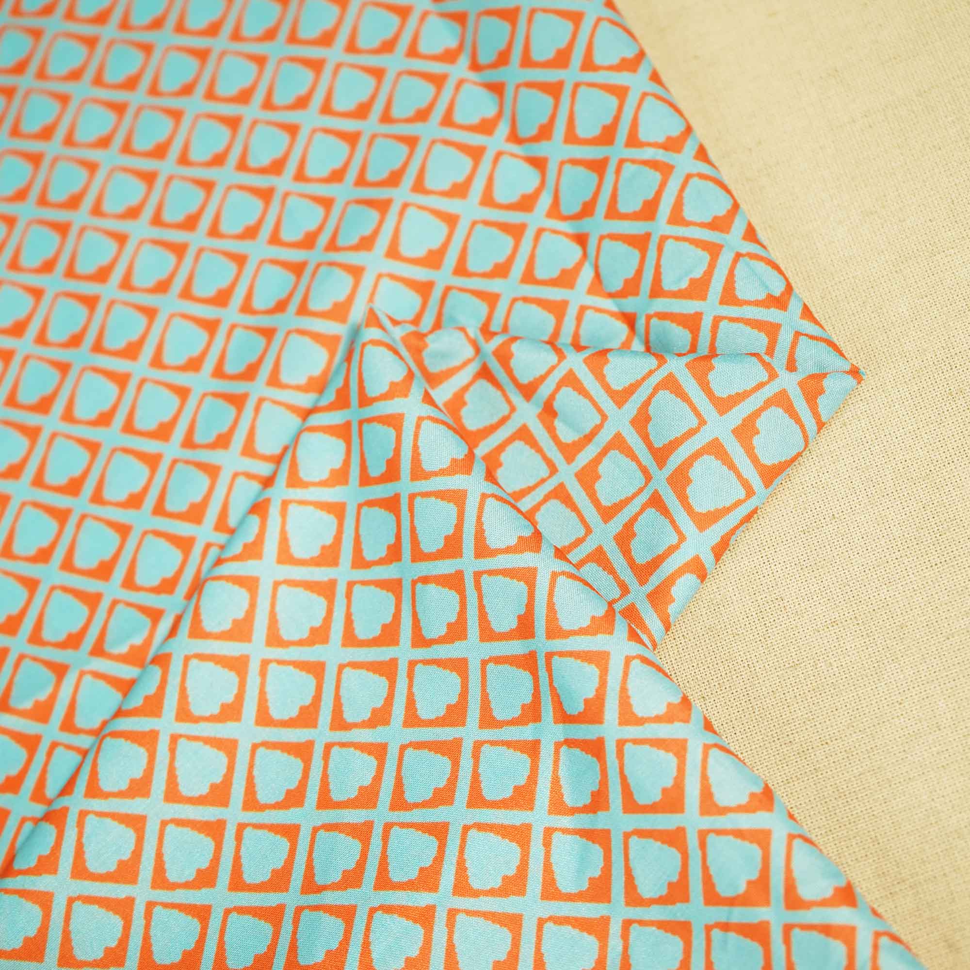 Blue Geometrical Print Muslin Fabric MTF-26517 - Image 2