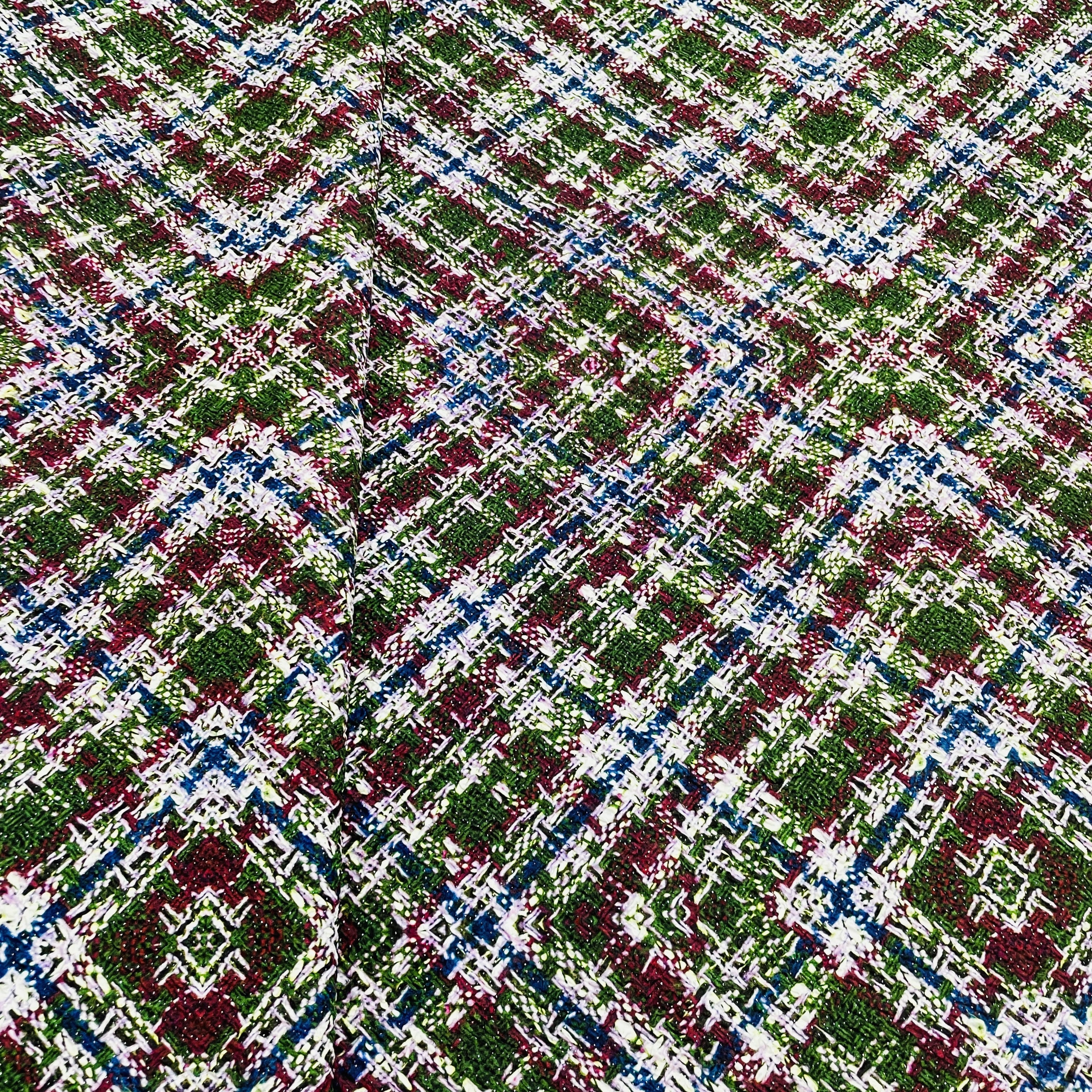 Blue Green Chevron Embossed Satin Fabric - Image 4