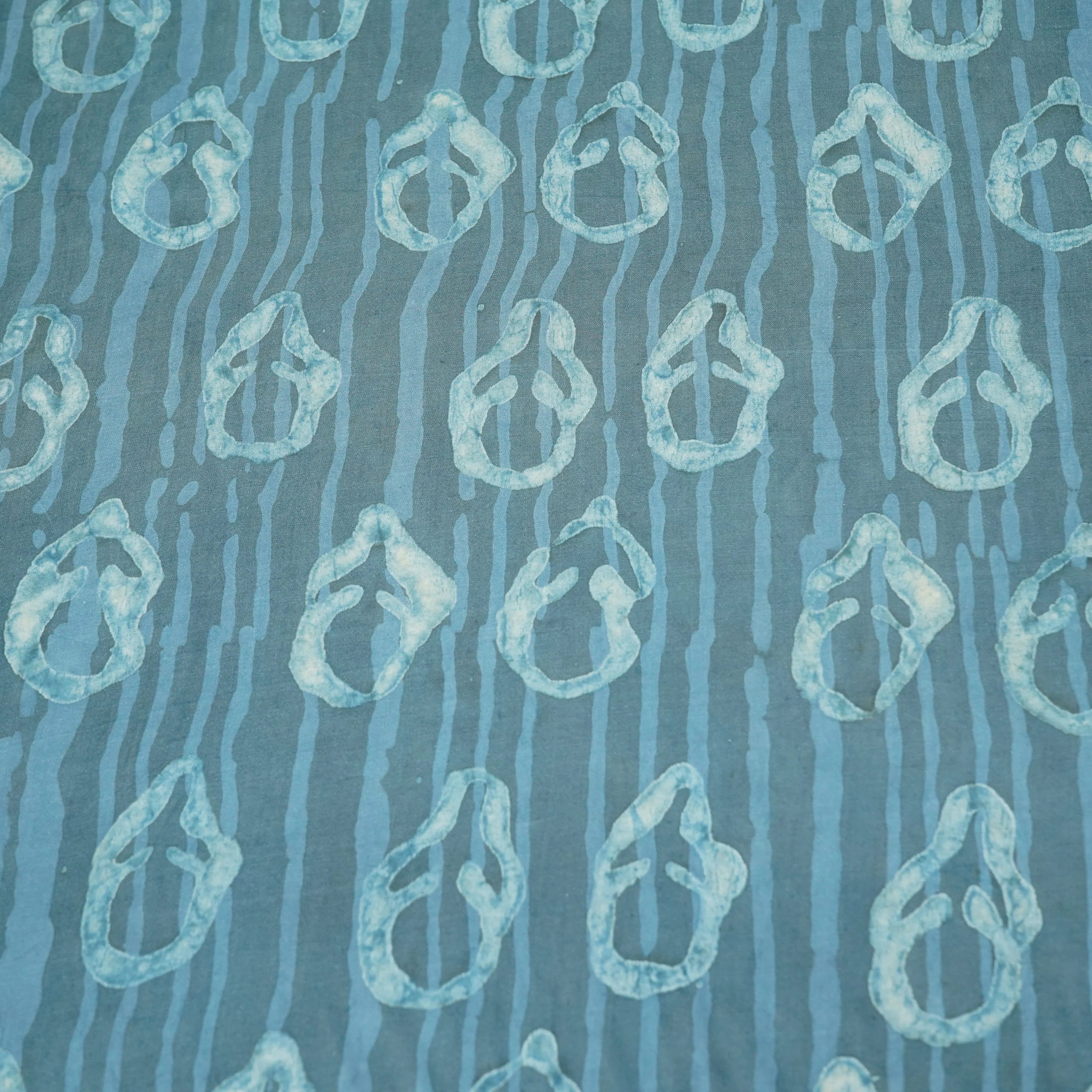 Blue Handblock Modal Satin Fabric 23601 - Image 2