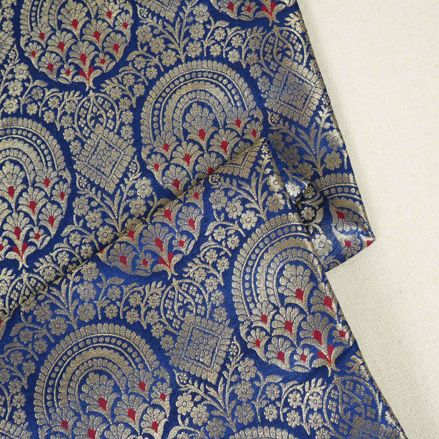 Blue Jaal with Mina Buta Brocade Fabric KR-28056 - Image 2