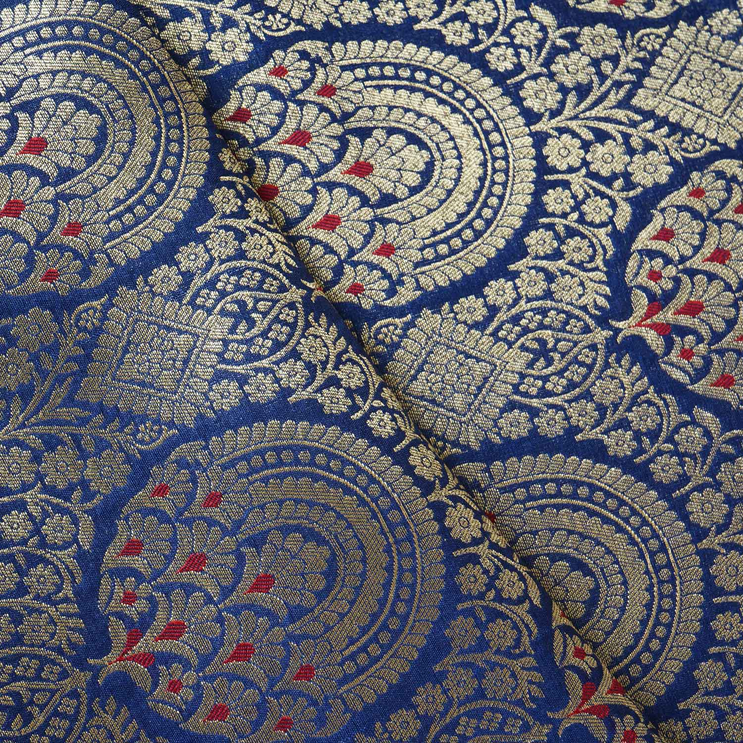 Blue Jaal with Mina Buta Brocade Fabric KR-28056 - Image 3