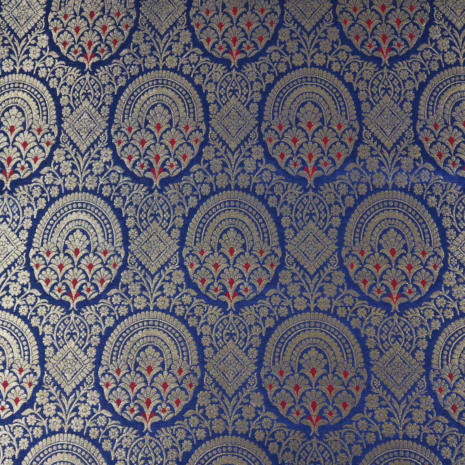 Blue Jaal with Mina Buta Brocade Fabric KR-28056 - Image 4