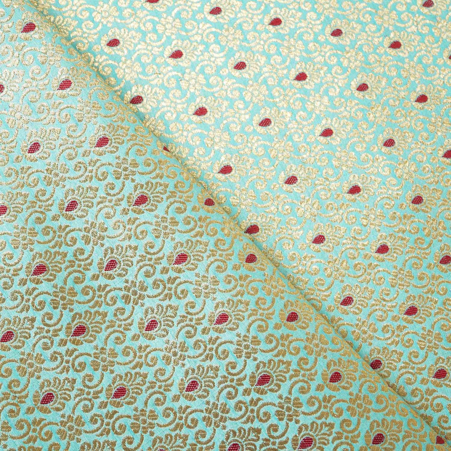 Blue Mina Buta Jaal Brocade Fabric KR-28070 - Image 3