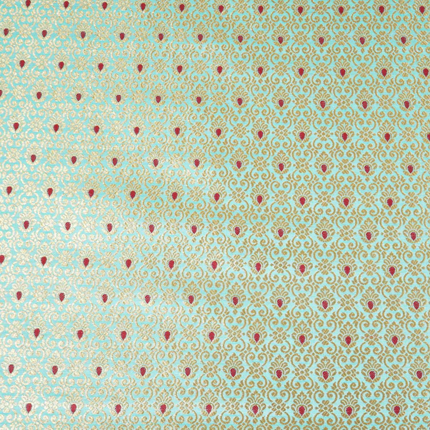 Blue Mina Buta Jaal Brocade Fabric KR-28070 - Image 4